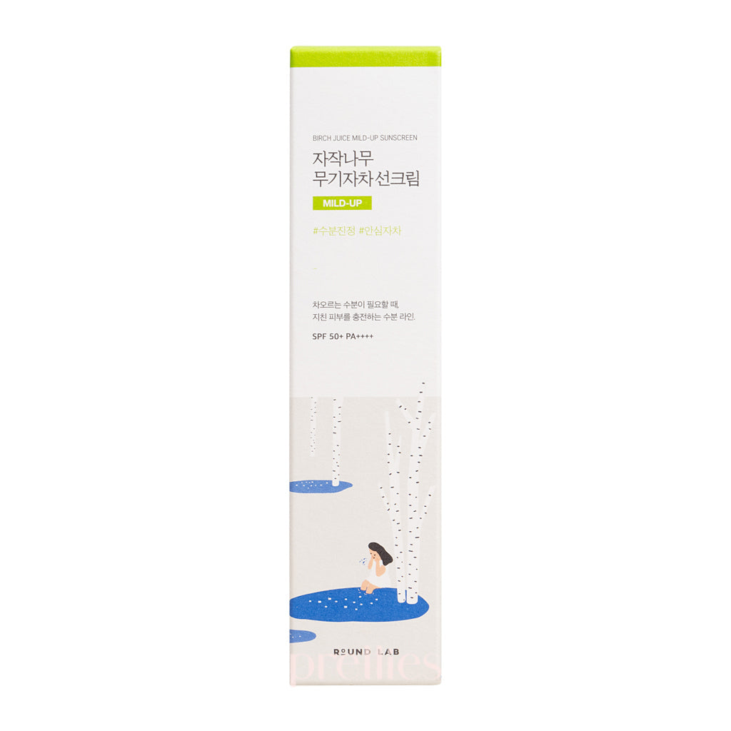 ROUND LAB Birch Mild Up Physical Sunscreen SPF50+ PA++++ 50ml - Gentle Mineral Sunscreen for Sensitive Skin - Daily UV Protection for Face & Body - Perfect for Outdoor Activities & Beach Days
