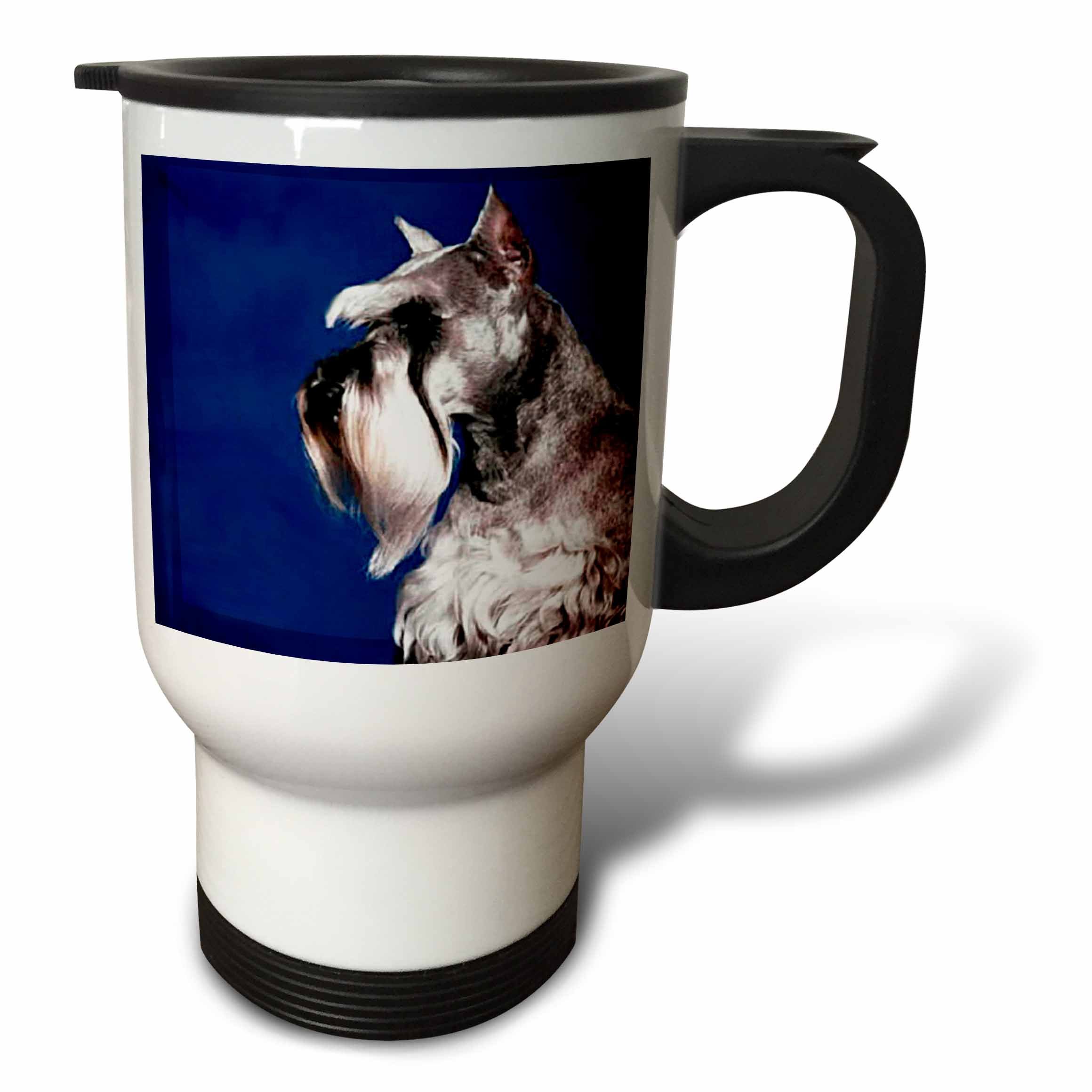 3D Rose Schnauzer Dog Design Insulated Travel Mug - 14 Oz Stainless Steel Coffee Cup for Hot & Cold Drinks - Perfect for Commuting, Camping, and Office Use