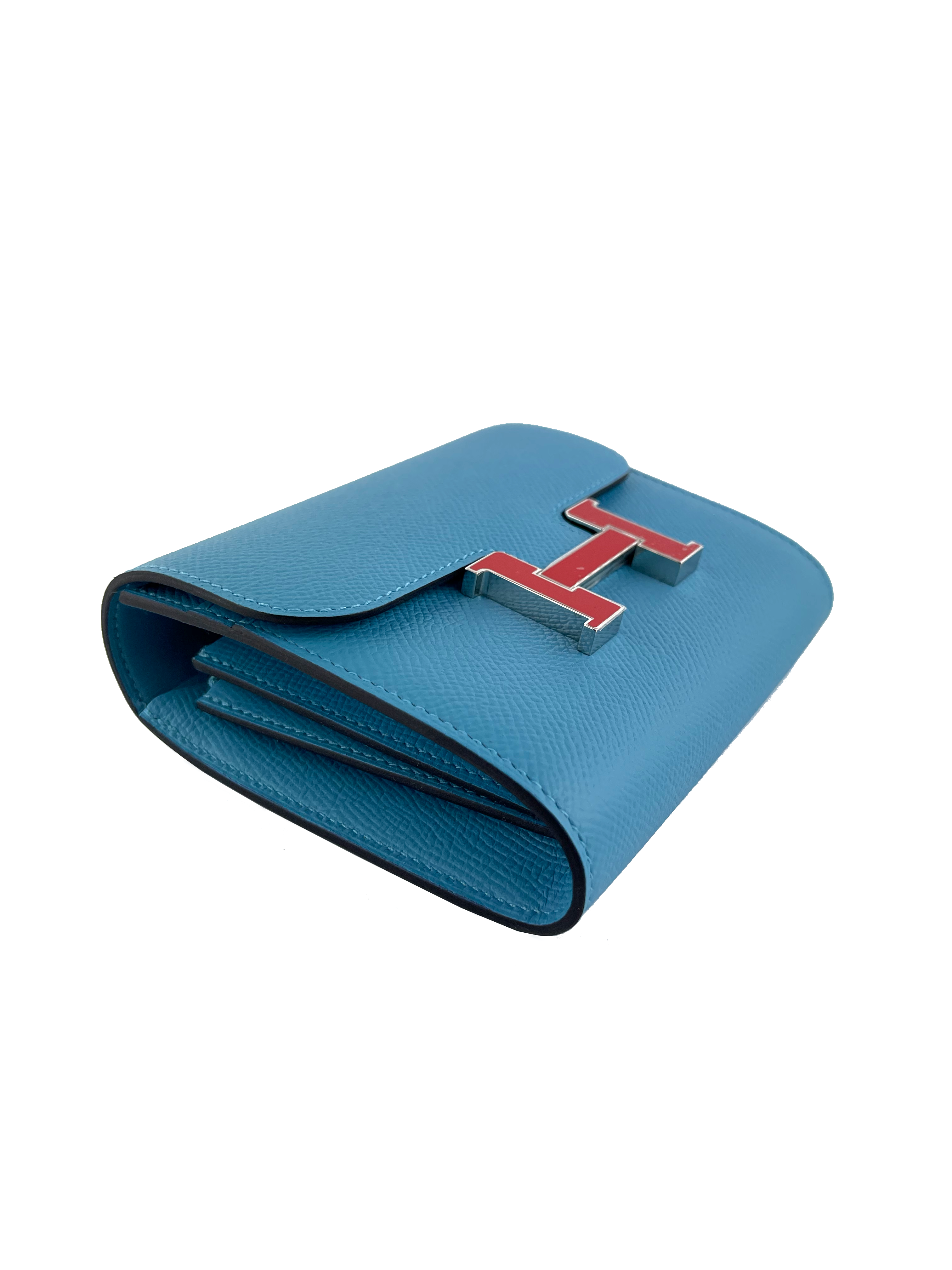 Hermes Light Blue Constance Wallet - Genuine Leather Luxury Wallet for Women | Perfect for Everyday Use, Travel & Special Occasions