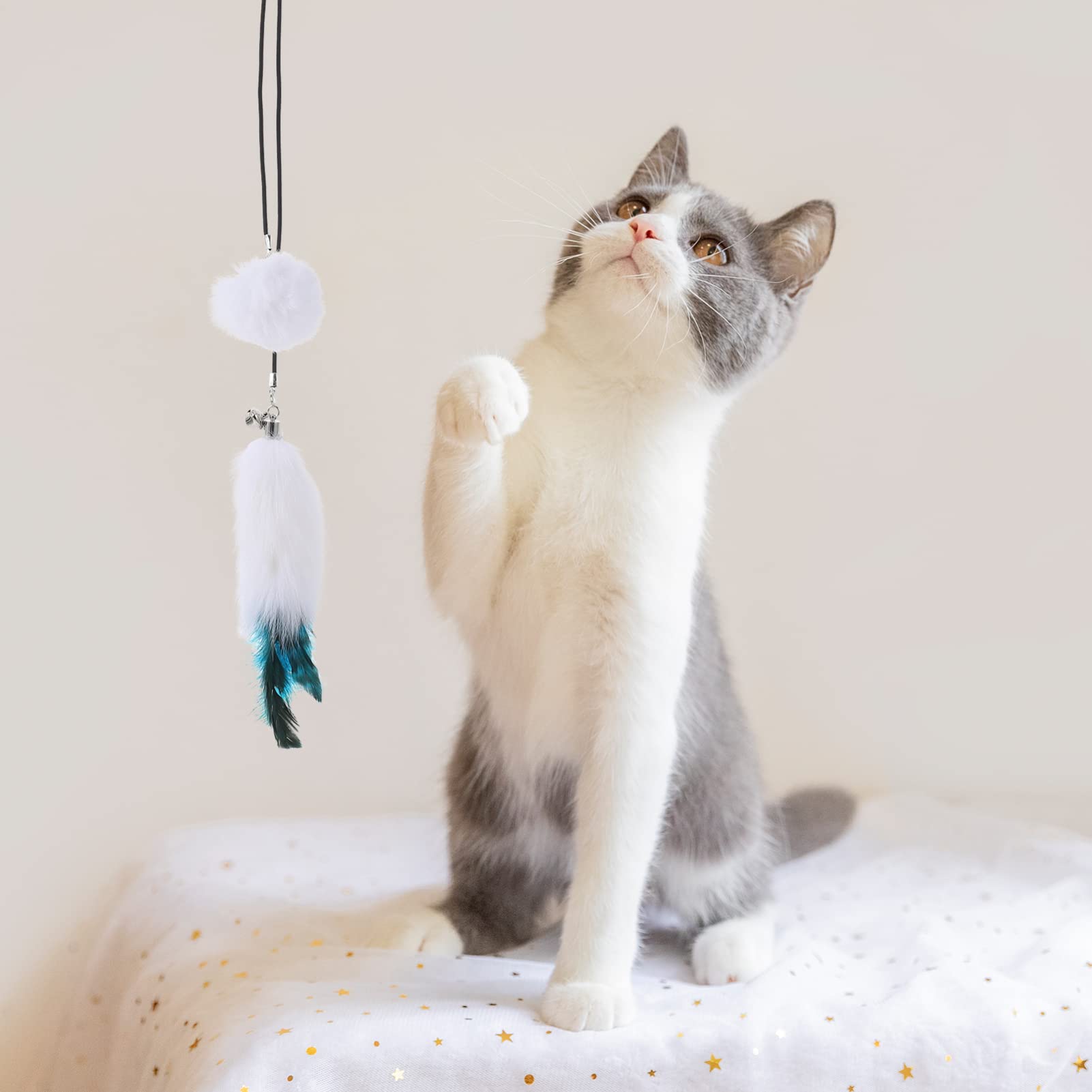 Balacoo Hanging Door Cat Toy Set - Interactive Teaser Stick with Plush Balls for Kittens | Indoor Play, Exercise & Bonding Activity for Cats