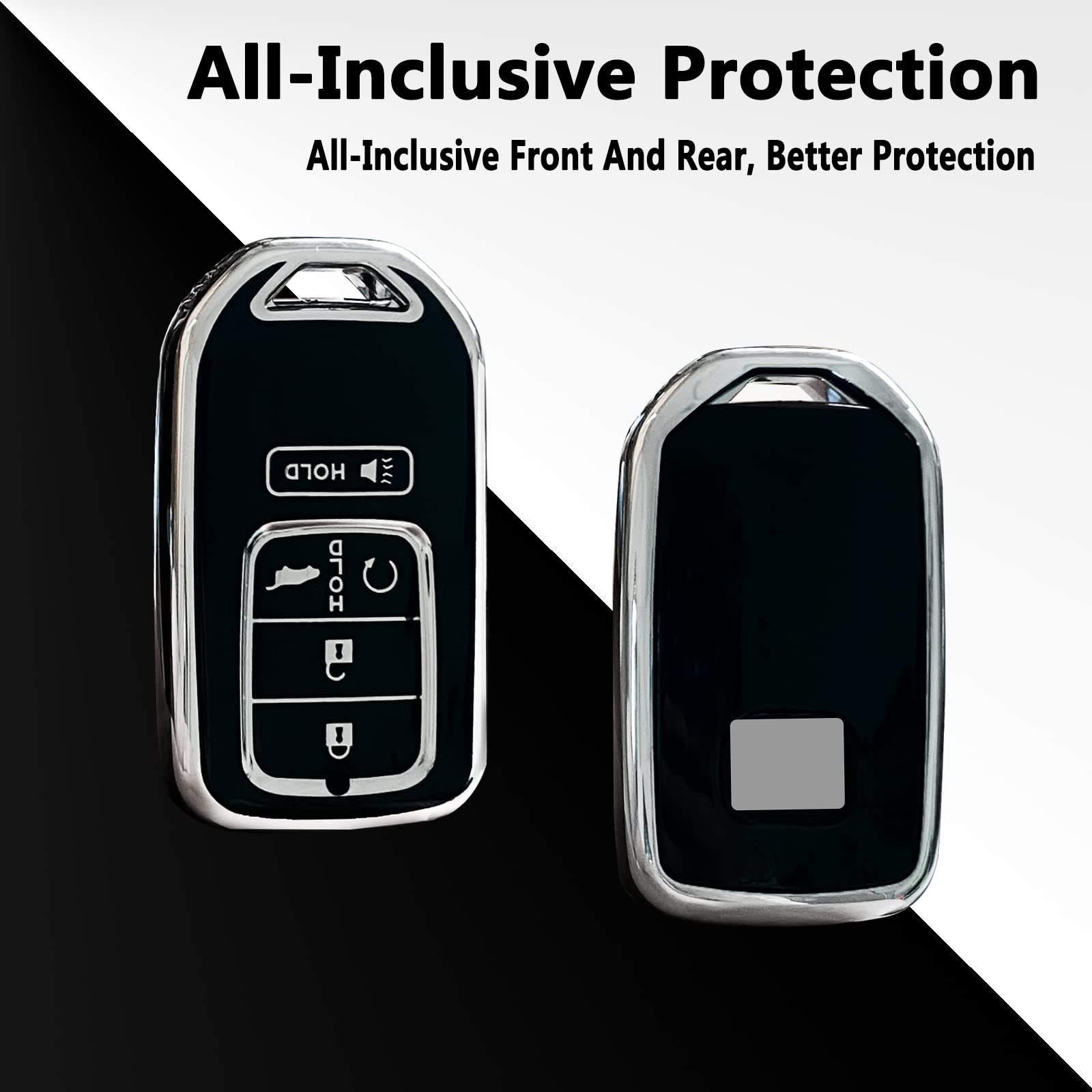 Premium Key Fob Case Cover for Honda Accord Civic CR-V HR-V Fit Odyssey Crosstour - Durable Protective Shell Accessories (Black) | Perfect for Everyday Use & Car Key Protection