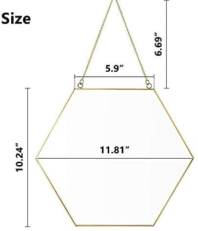Hexagon Hanging Wall Mirror - Gold Geometric Decorative Mirror for Living Room, Bedroom & Bathroom - Stylish Home Decor Accent Piece