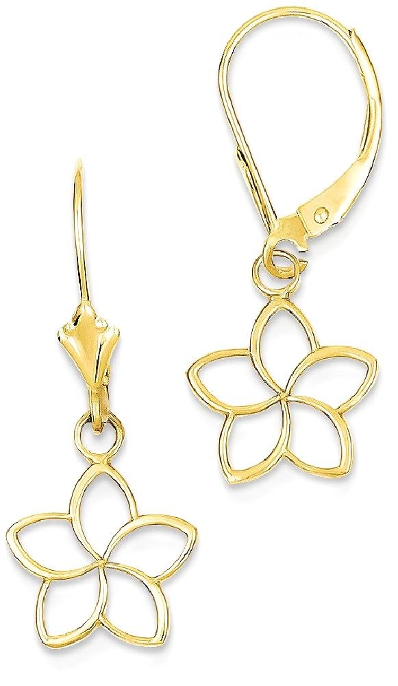 14K Solid Yellow Gold Flower Drop Dangle Earrings for Women - Elegant Floral Jewelry Gift for Birthday, Anniversary & Special Occasions
