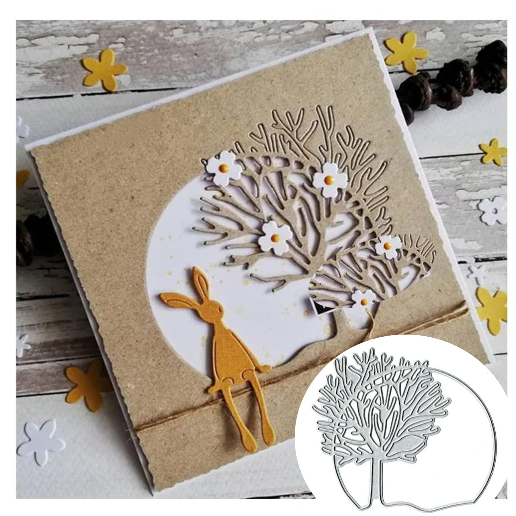 Tree Circle Frame Cutting Die Set for DIY Scrapbooking, Card Making, and Embossing - Perfect for Handmade Greeting Cards, Photo Albums, and Paper Craft Projects