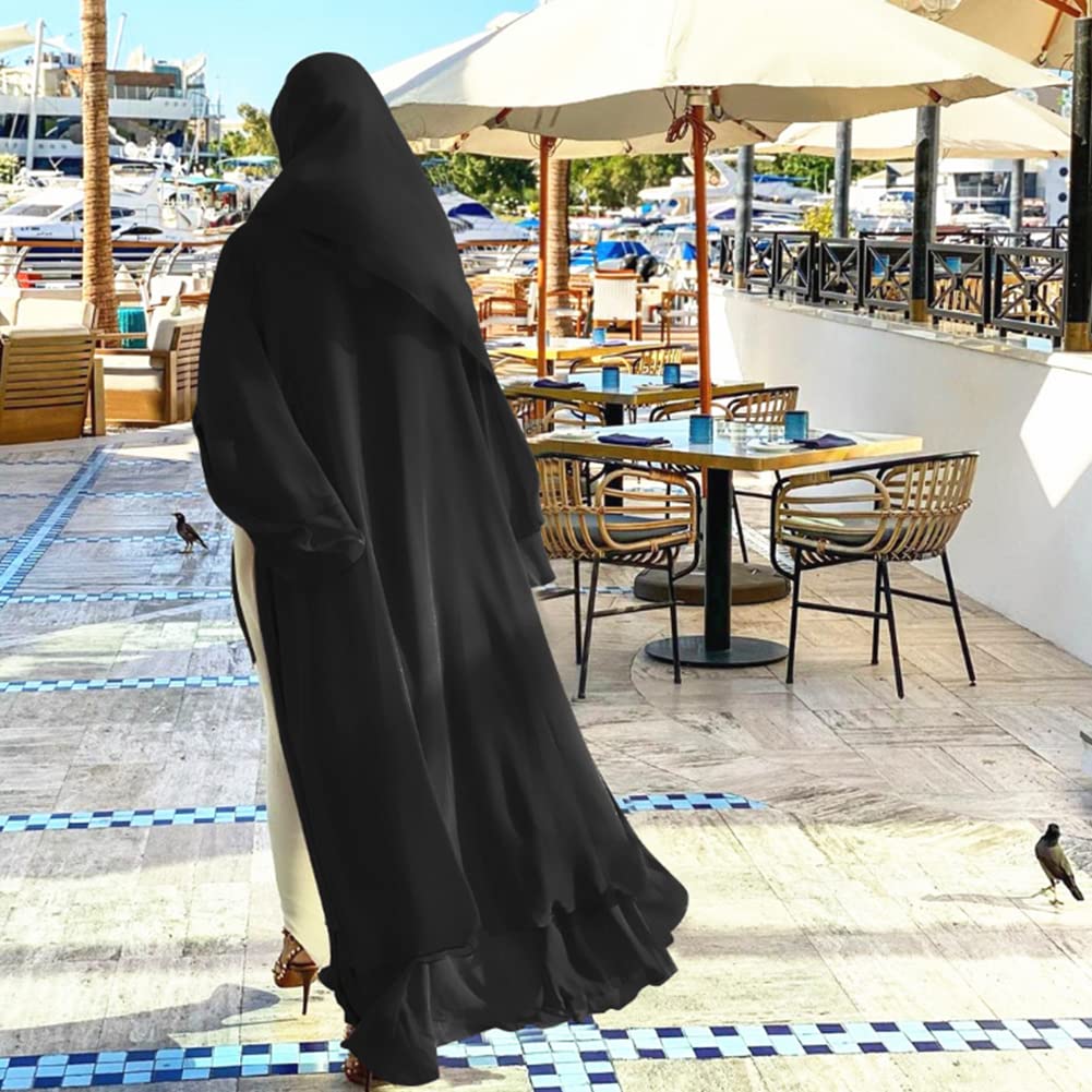 Elegant Muslim Abaya Dress for Women - Long Sleeve Islamic Dubai Abaya Cardigan Robe - Modest Middle East Prayer Dress with Hijab - Perfect for Prayer, Mosque, and Special Occasions