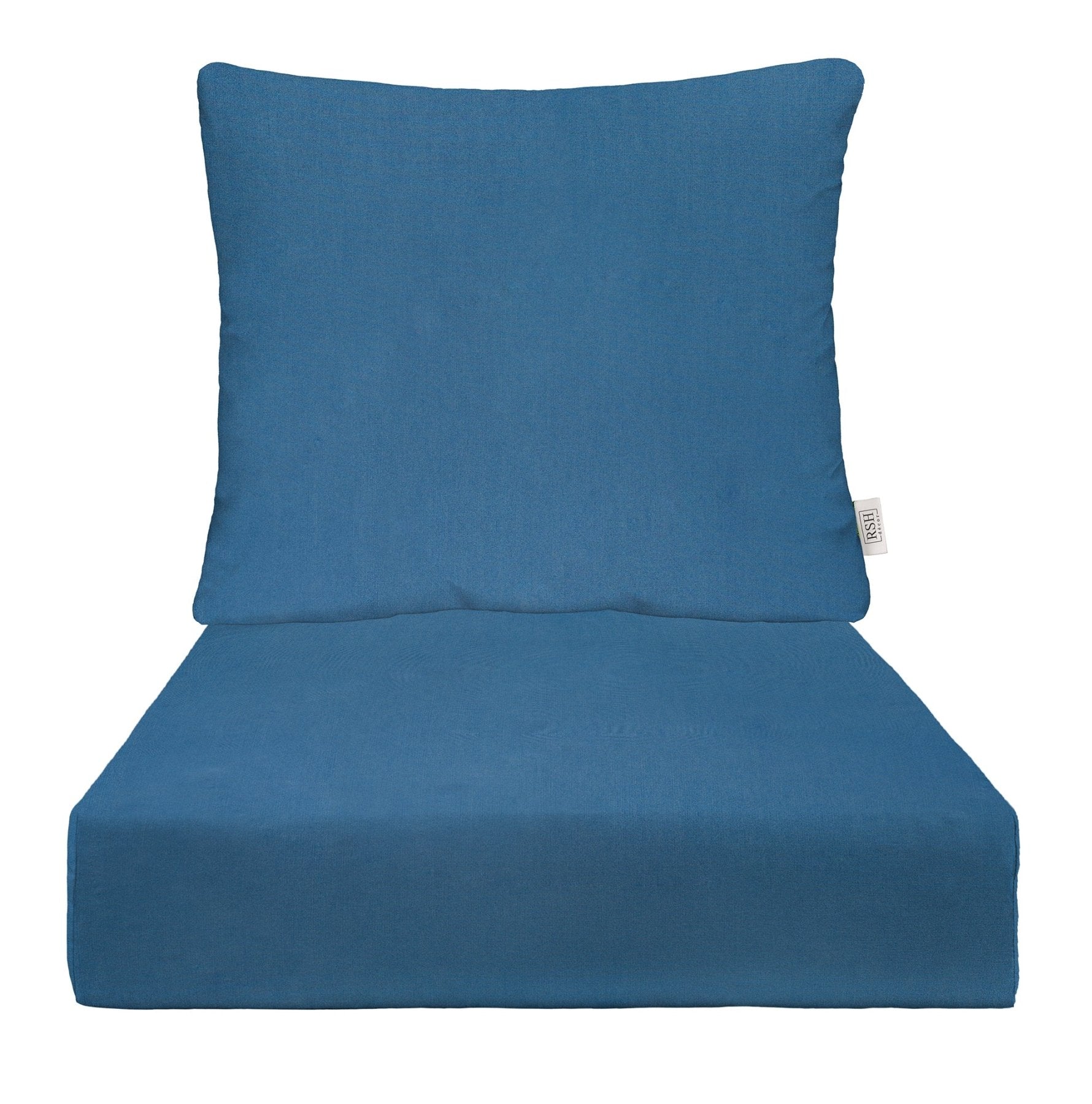 Sunbrella Canvas Blues Deep Seating Pillow Back Chair Cushion Set - Waterproof Outdoor Patio Furniture Cushions for Lounge Chairs, Perfect for Poolside, Deck or Garden Relaxation