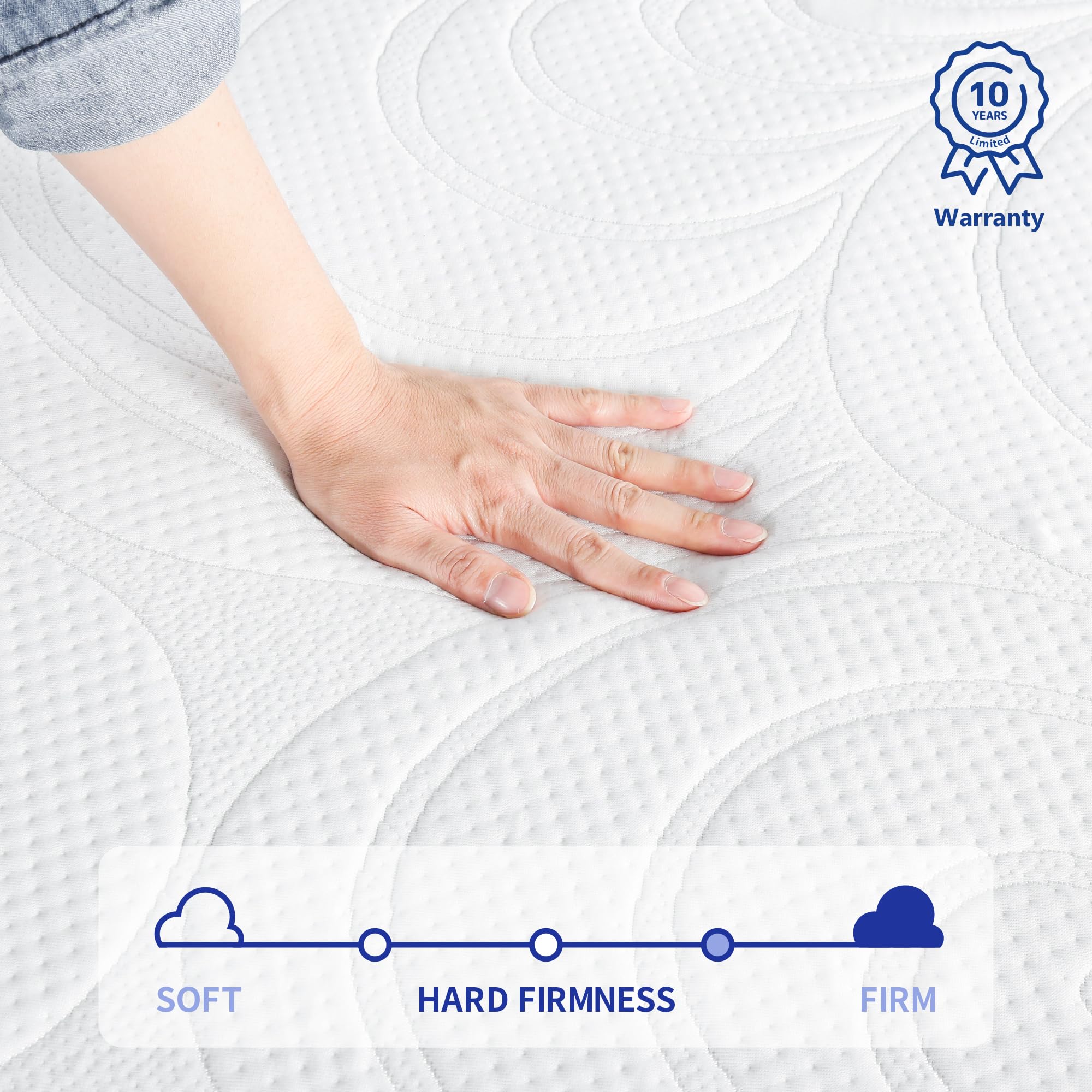 Olee Sleep 10 Inch King Size Gel Memory Foam Mattress - Medium Firm, CertiPUR-US Certified for Pressure Relief & Comfort | Cooling Gel Infused, Bed-in-a-Box Design | Perfect for Master Bedrooms, Guest Rooms & Apartment Living (Grey)