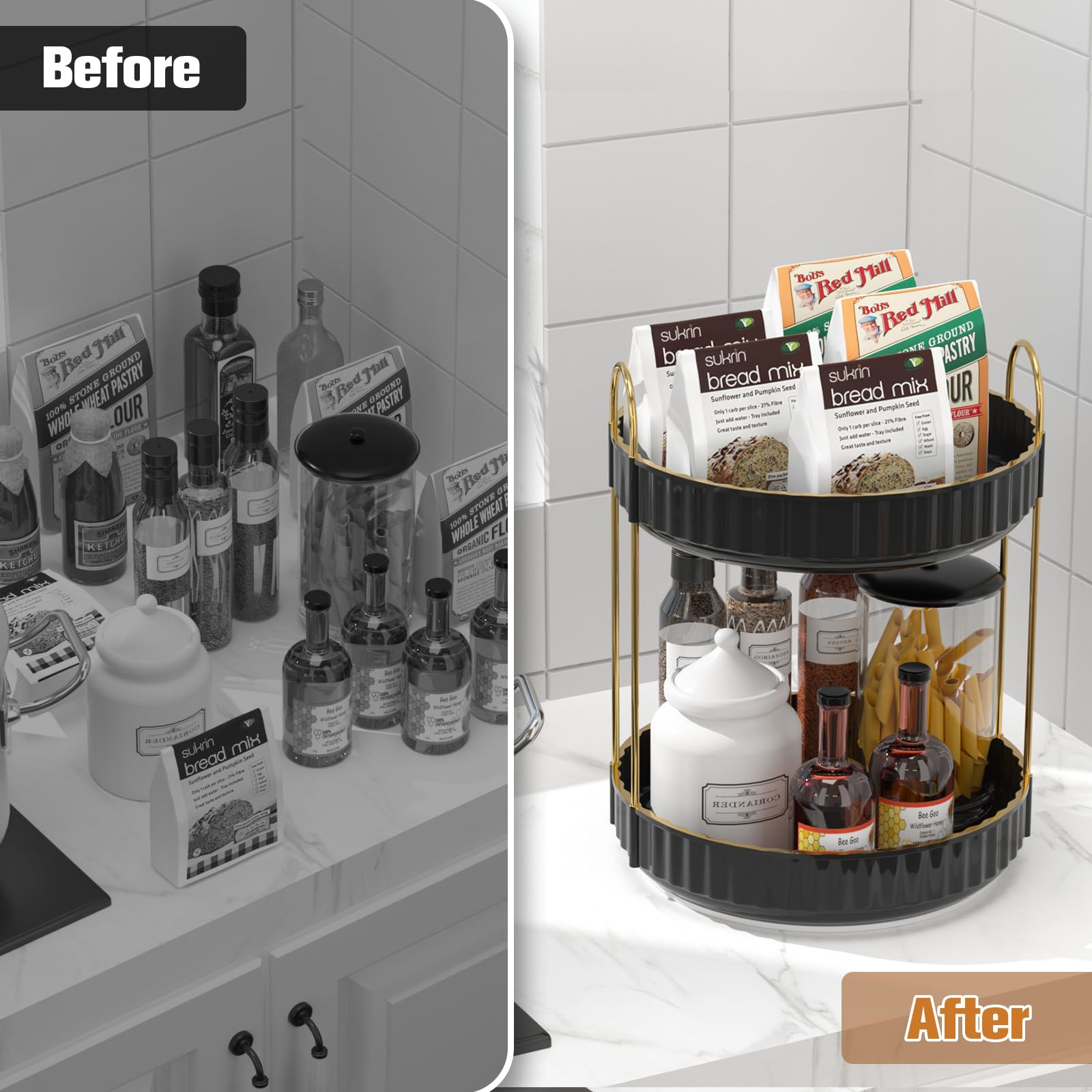 360° Rotating 2-Tier Makeup Organizer - 9