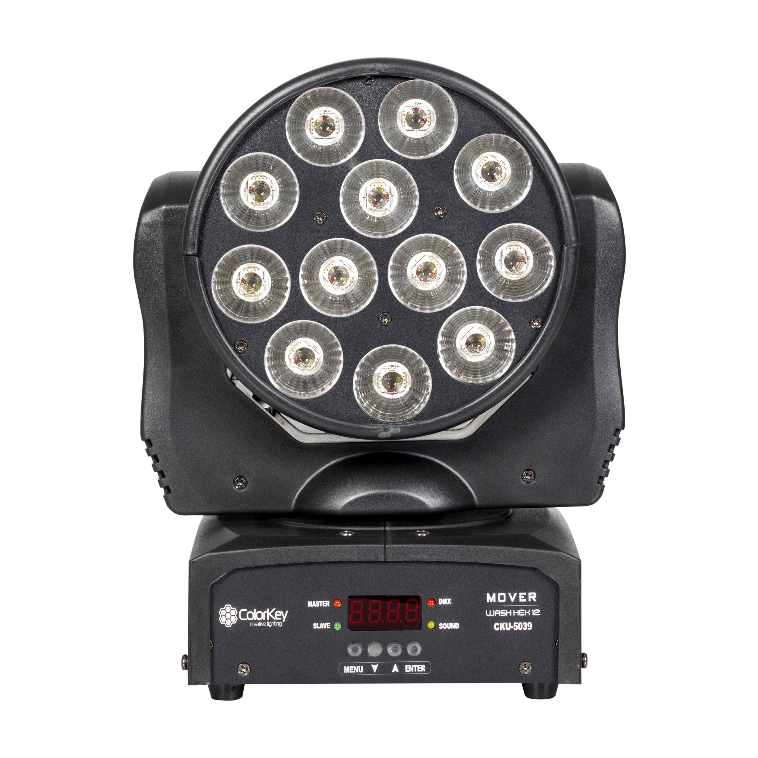 Colorkey Mover Wash HEX 12 LED Moving Head Light - Professional RGBWA UV Stage Lighting for DJ Shows, Concerts, and Events