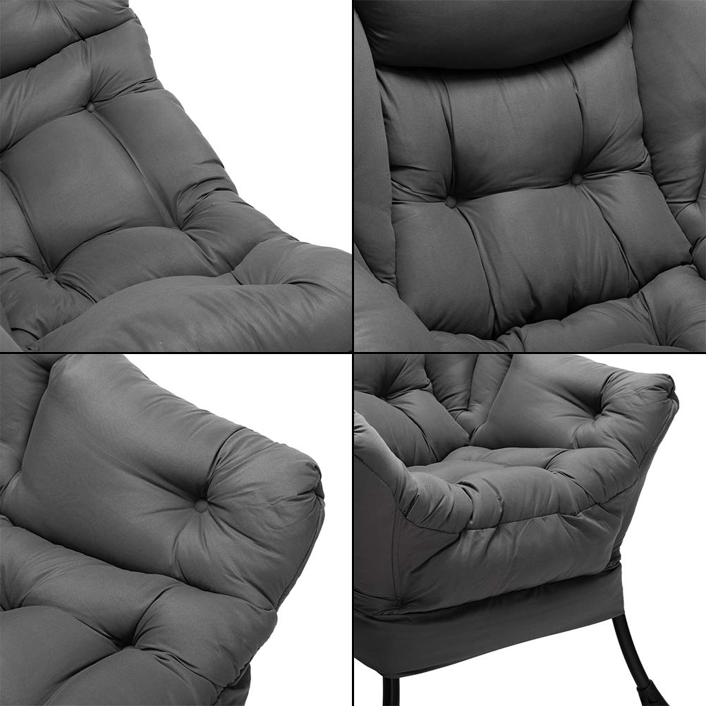 HollyHOME Oversized Fabric Lounge Chair - Dark Grey Accent Reading Chair with Armrests for Living Room, Bedroom & Dorm | Cozy Comfort for Relaxing, Reading & Napping
