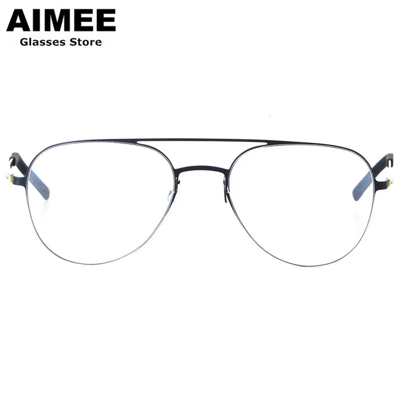 Aimee Women's Titanium Square Full Rim Double Bridge Eyeglasses Frame 198005 - Lightweight & Durable for Office, Reading & Everyday Use