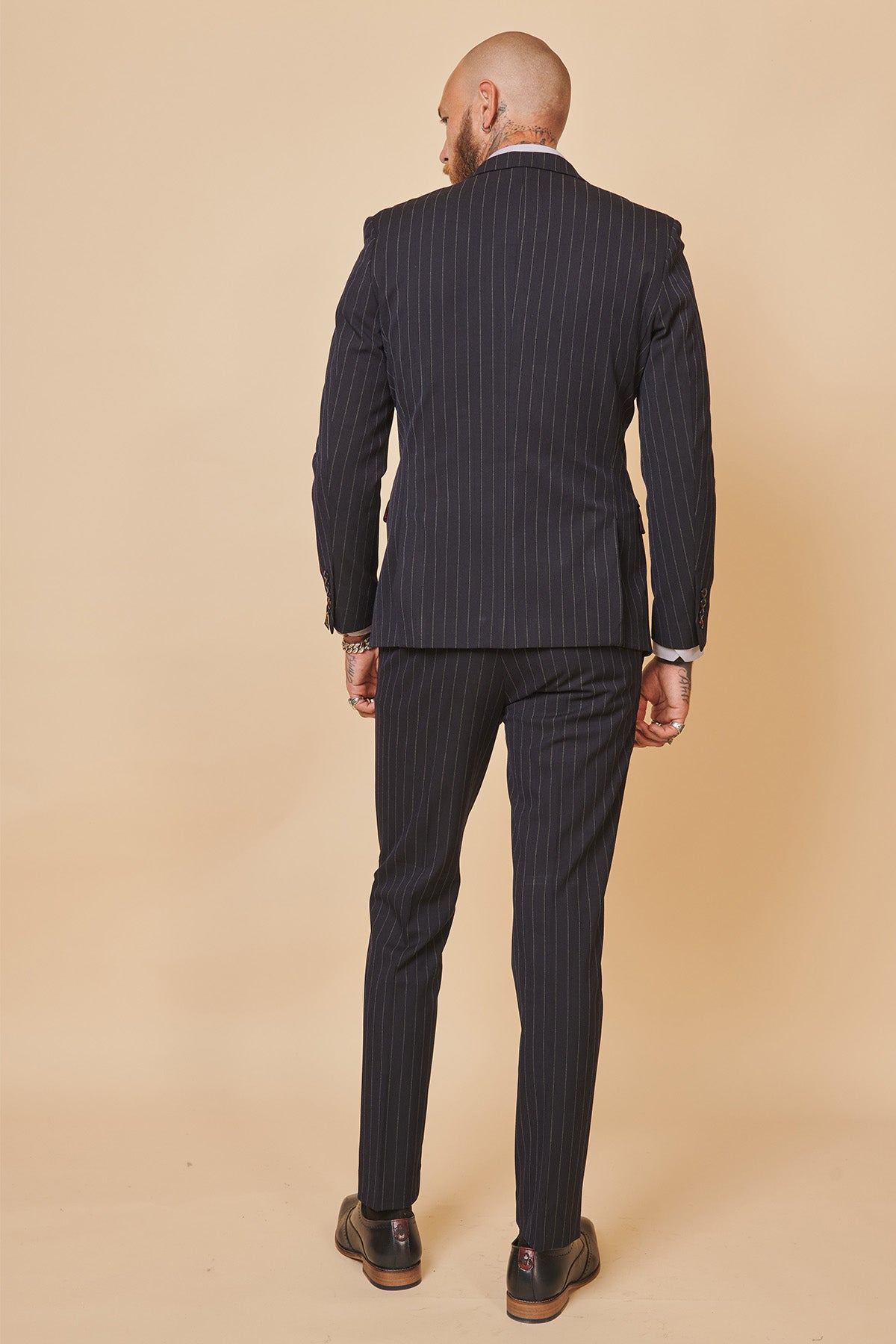 Premium Navy Pinstripe Double Breasted Suit for Men - The WHU Collection (Inspired by Danny Ings) - Perfect for Weddings, Business Meetings & Formal Events