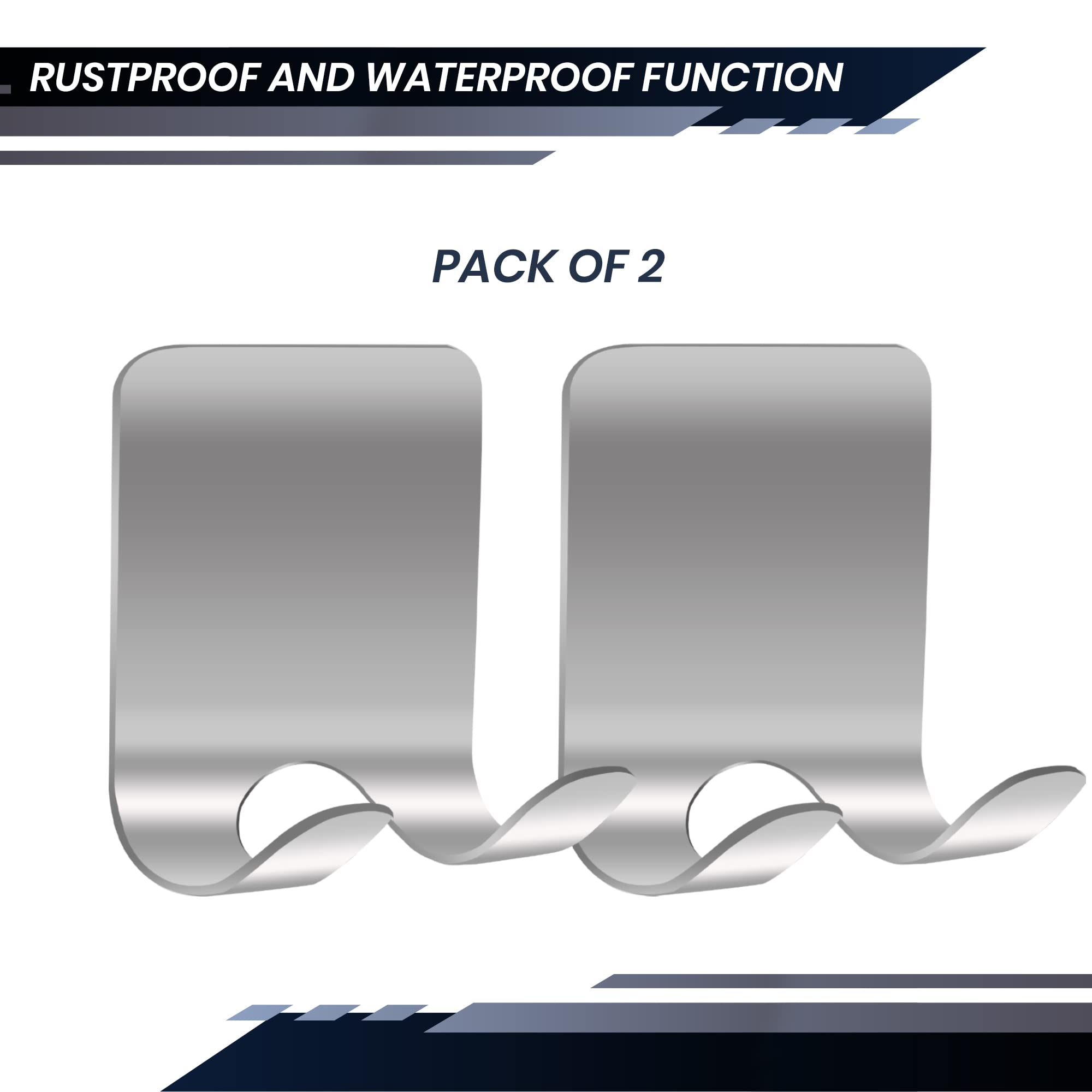 Performore 2-Pack Stainless Steel Razor Holder with Strong 3M Adhesive - Waterproof Shower Hooks for Towel, Blade & Shaver Storage | Bathroom, Kitchen & Travel Organizer for Razors, Toothbrushes & Small Essentials