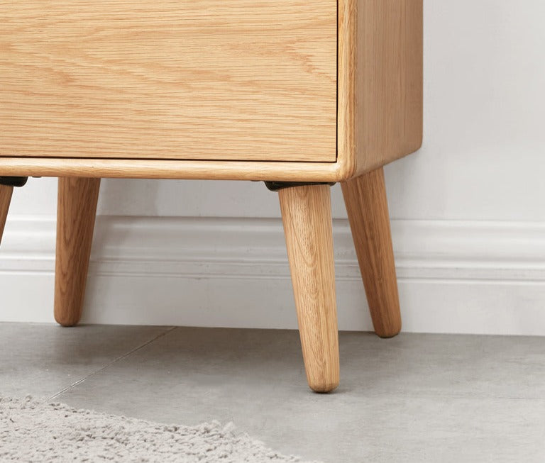 Solid Wood Ultra Narrow Nightstand - Oak, Rubber, Cherry - Perfect for Small Bedrooms, Apartments & Tight Spaces