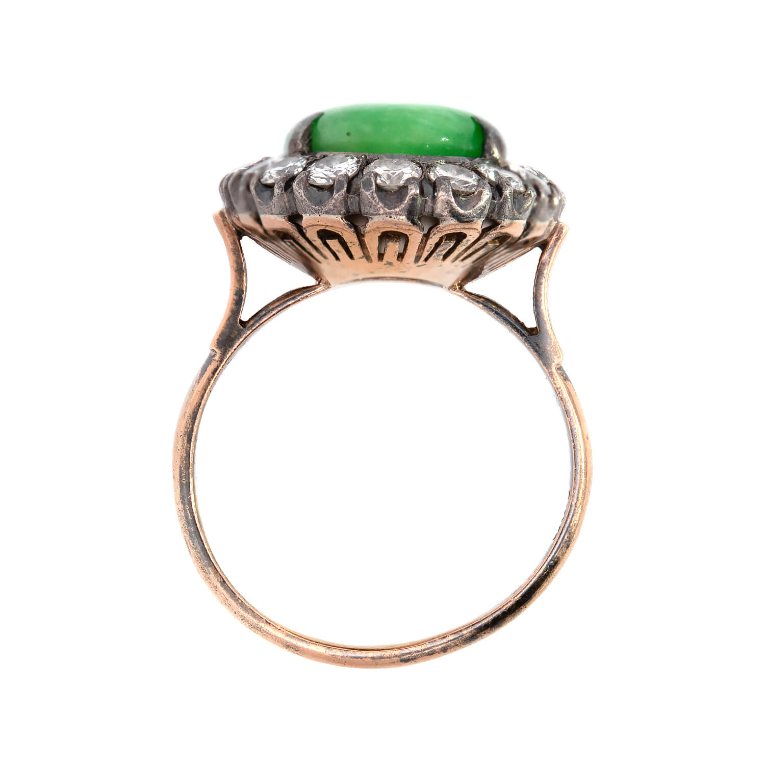 Exquisite Victorian Style 18k Gold Jade & Diamond Cocktail Ring - Elegant Statement Jewelry for Evening Parties, Weddings & Special Occasions