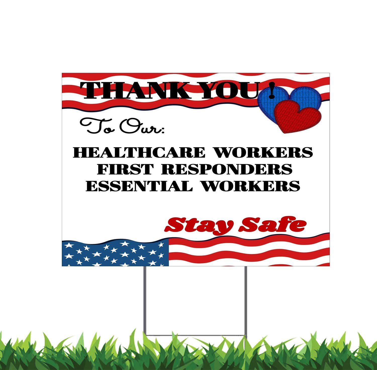 Trendy Thank You Yard Sign for Essential Workers - 36x24