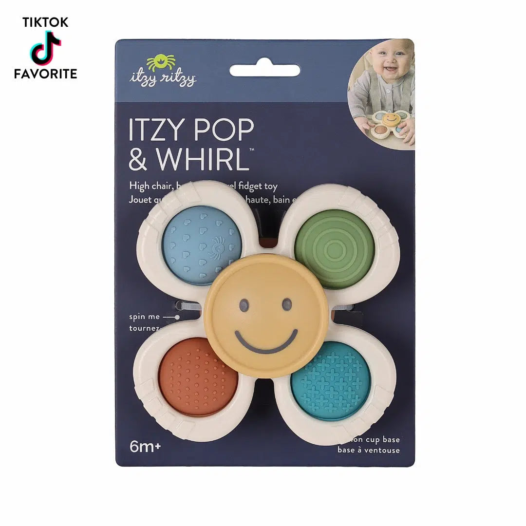 Itzy Ritzy Itzy Pop + Whirl Baby Pacifier Clip - Secure & Stylish Pacifier Holder for Infants - Perfect for Strollers, Car Seats & Diaper Bags