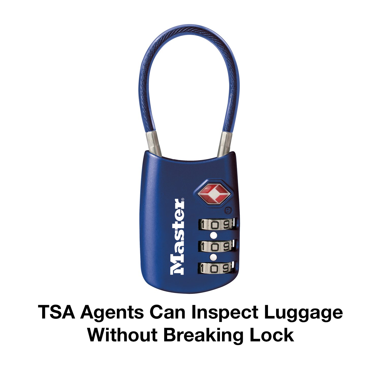 Master Lock 4688D Blue TSA Approved Luggage Lock - Set Your Own Combination, Secure Travel Zipper Padlock for Suitcases, Bags & Backpacks | Ideal for Airports, Hotels & College Dorms