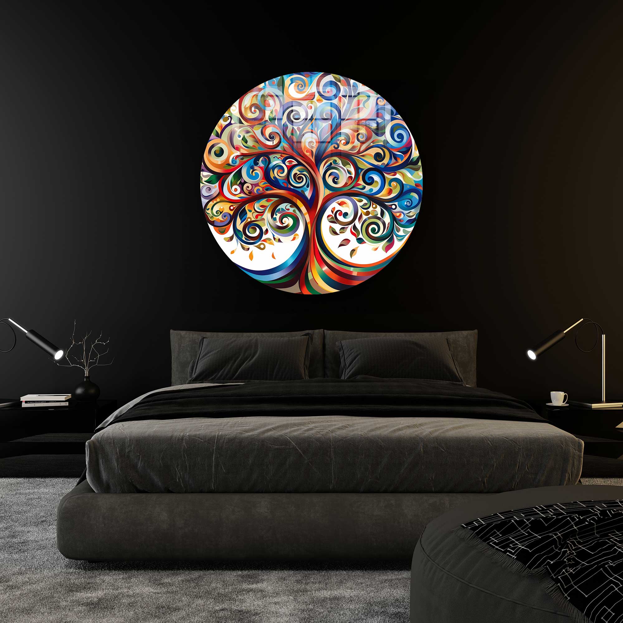 Tree of Life Rounded Glass Wall Art - Elegant Home Decor for Living Room, Bedroom & Office - Perfect for Gifts & Spiritual Spaces
