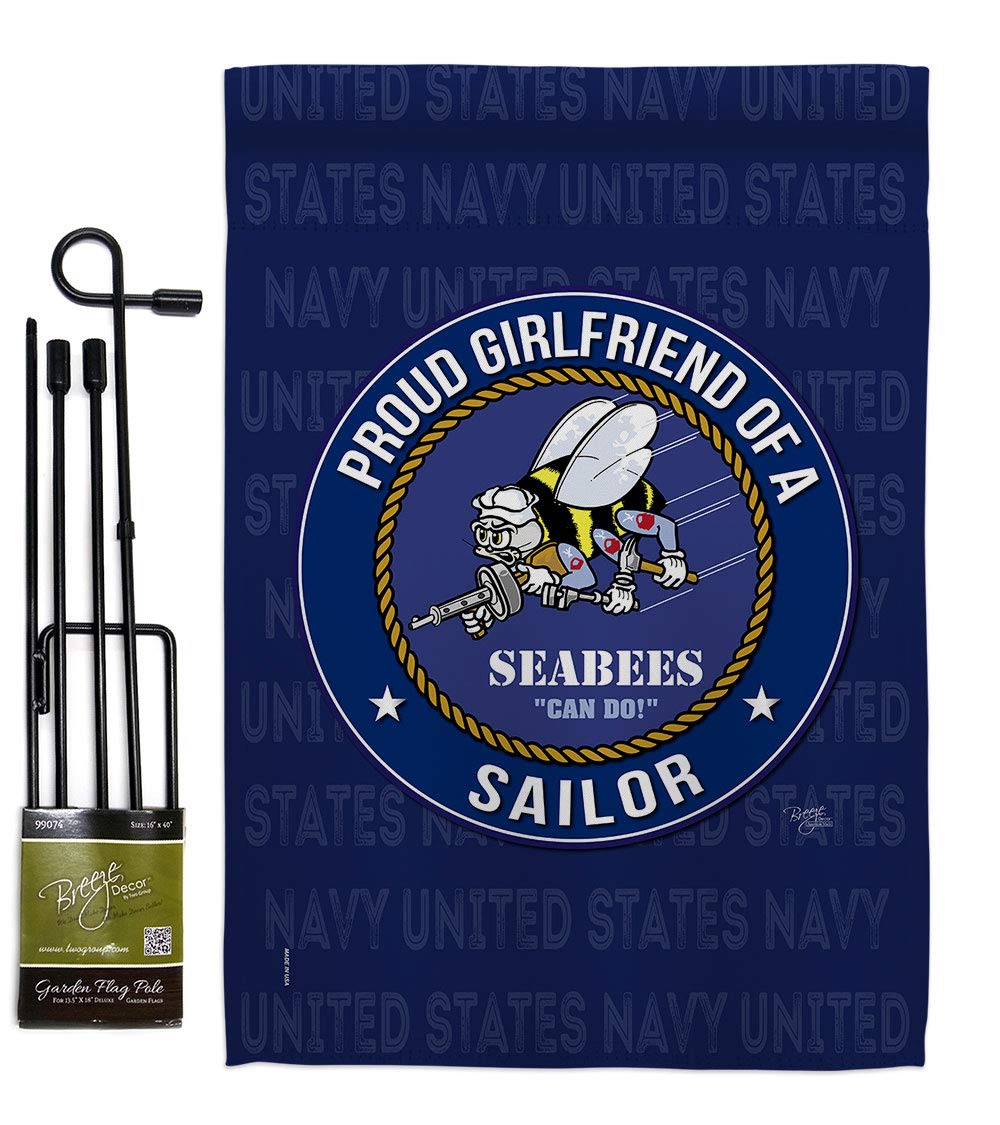 Navy Seabees Garden Flag Set - USN Military Yard Banner for Home Decor