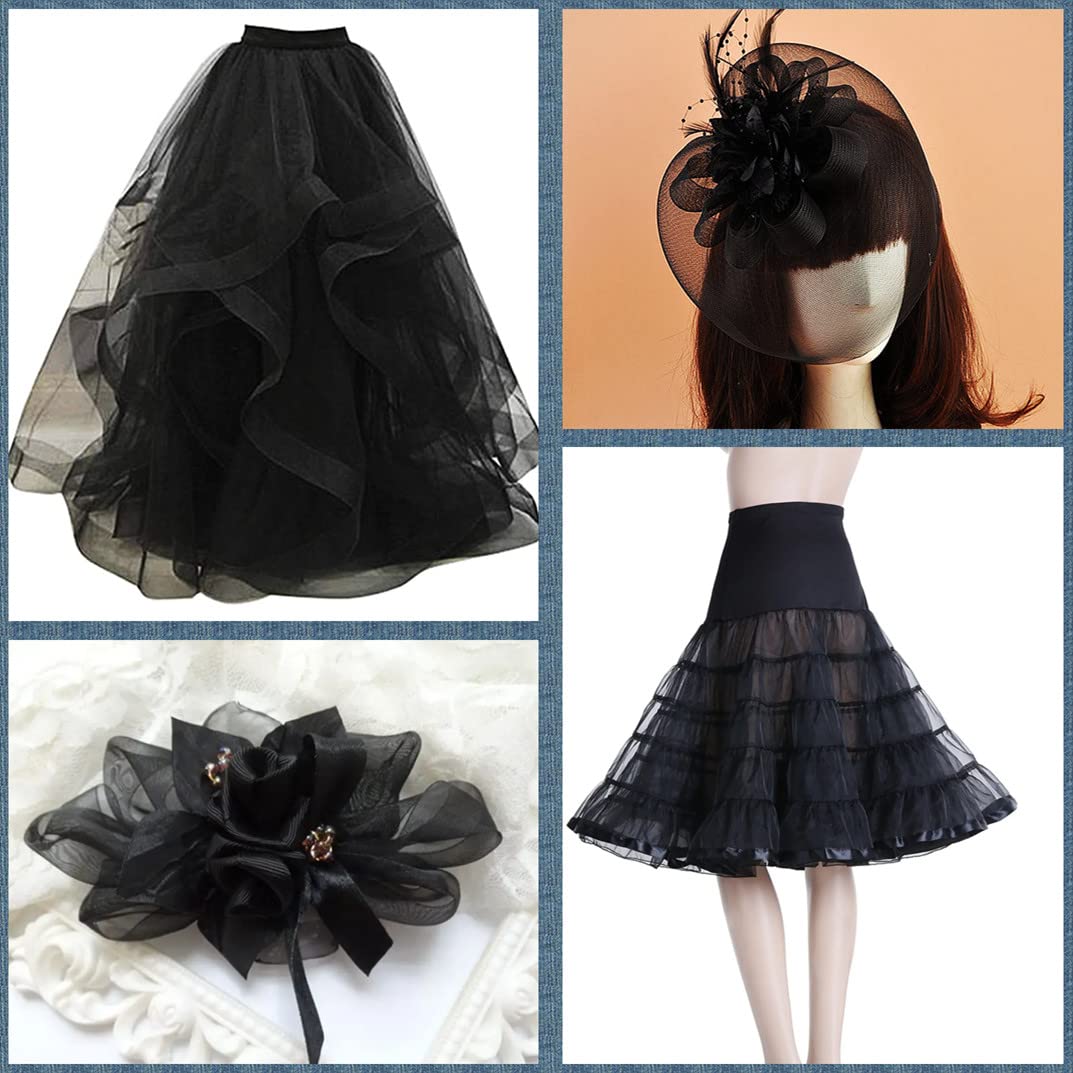 50 Yards Soft Horsehair Braid 4 Inch for Sewing Wedding Dresses & Dance Gowns - Polyester Boning Dress Accessories - Black | Perfect for Bridal Gowns, Costumes & Formal Attire
