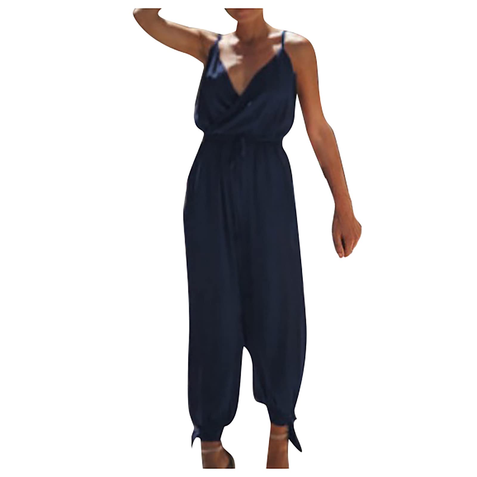 Sukilimiy Women's Plus Size Wide Leg Jumpsuit - Sleeveless Button Up Romper with Belt for Casual & Summer Outfits | Perfect for Beach, Vacation & Everyday Wear