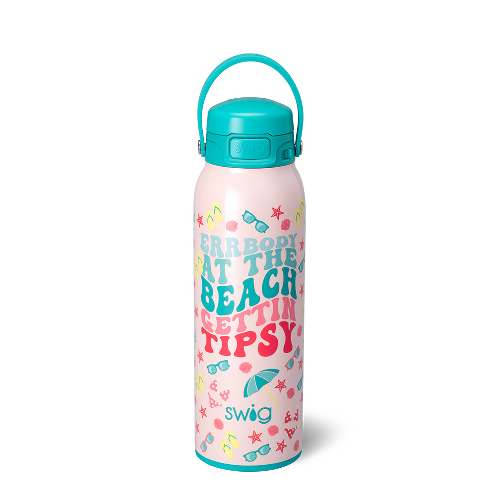 Errbody At The Beach EZ Fill Water Bottle 32oz - Insulated Stainless Steel Leakproof Bottle for Gym, Hiking & Outdoor Activities