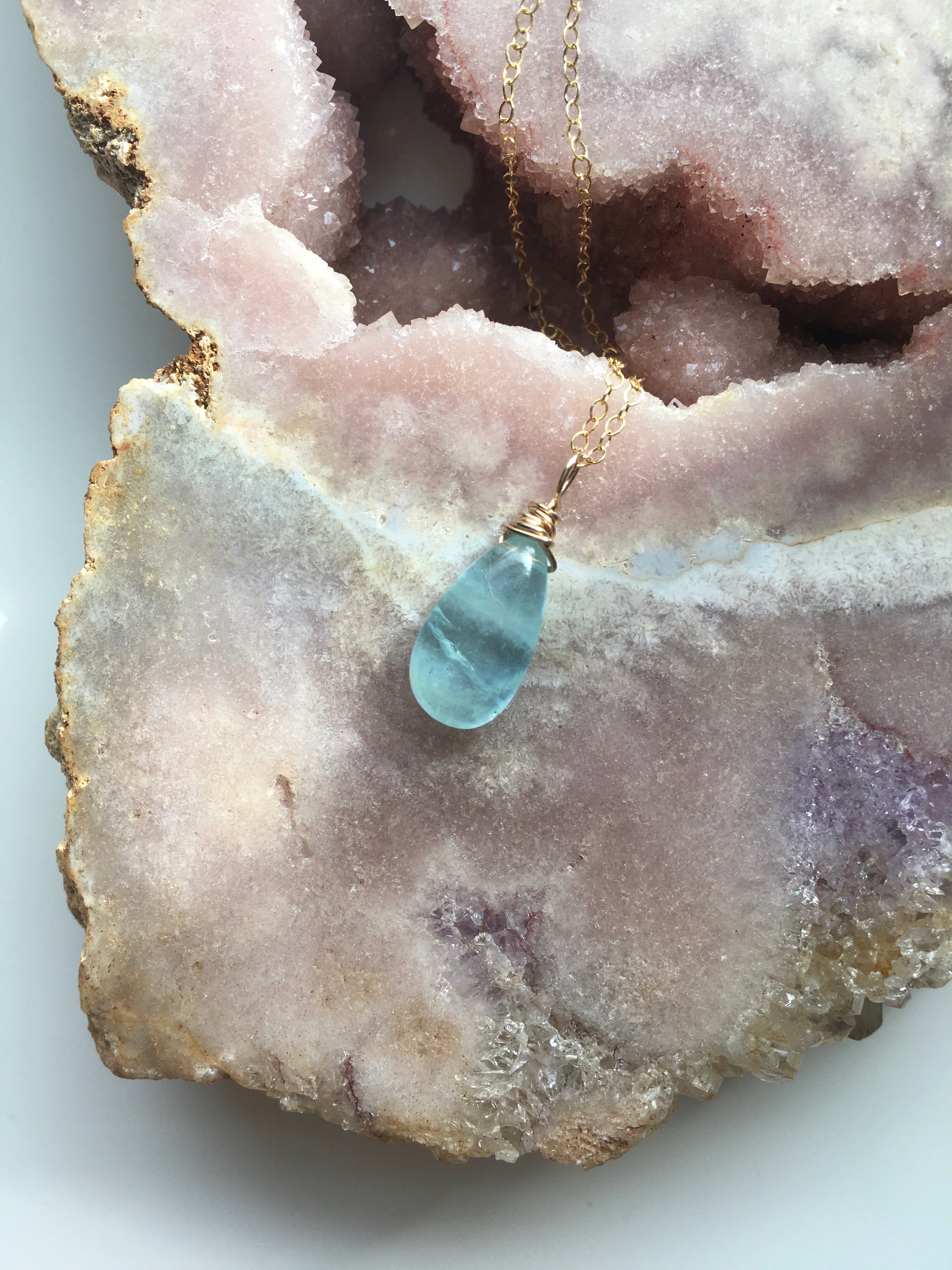 Elegant Aquamarine Pendant Necklace - March Birthstone Jewelry for Women | Perfect Birthday Gift, Anniversary Present & Everyday Wear