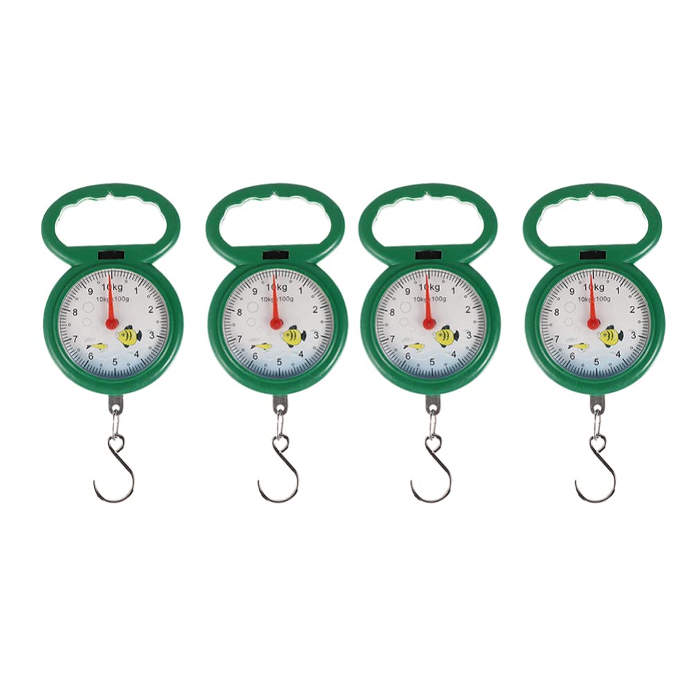 4pcs Portable Spring Scale - Handheld Hanging Scale with Plastic Hook for Fishing, Kitchen & Travel - Digital Weighing Scales up to 50lb/25kg - Compact & Lightweight for Outdoor Use, Camping, and Grocery Shopping