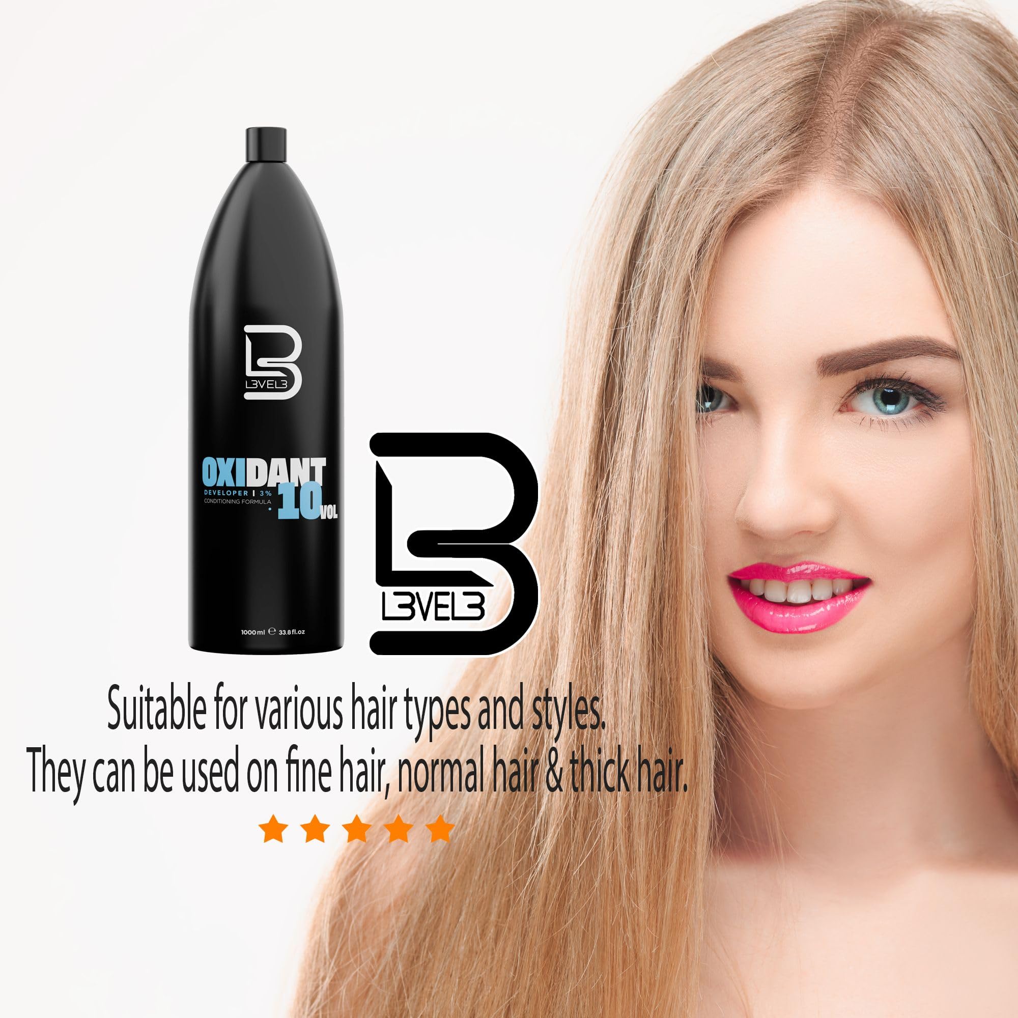 Level 3 Oxidant Hair Developer Cream - Professional Hair Dye & Bleach Developer for Salon & Home Use - Perfect for Lightening, Coloring & Highlighting Hair