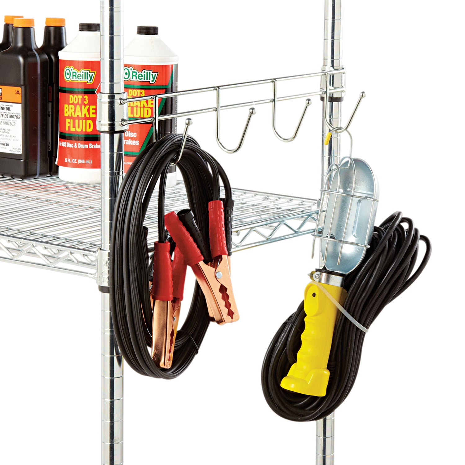 Alera® 24-Inch Deep Silver Hook Bars for Wire Shelving - 5 Hooks per Bar, 2 Bars per Pack - Perfect for Garage Storage, Closet Organization & Retail Display