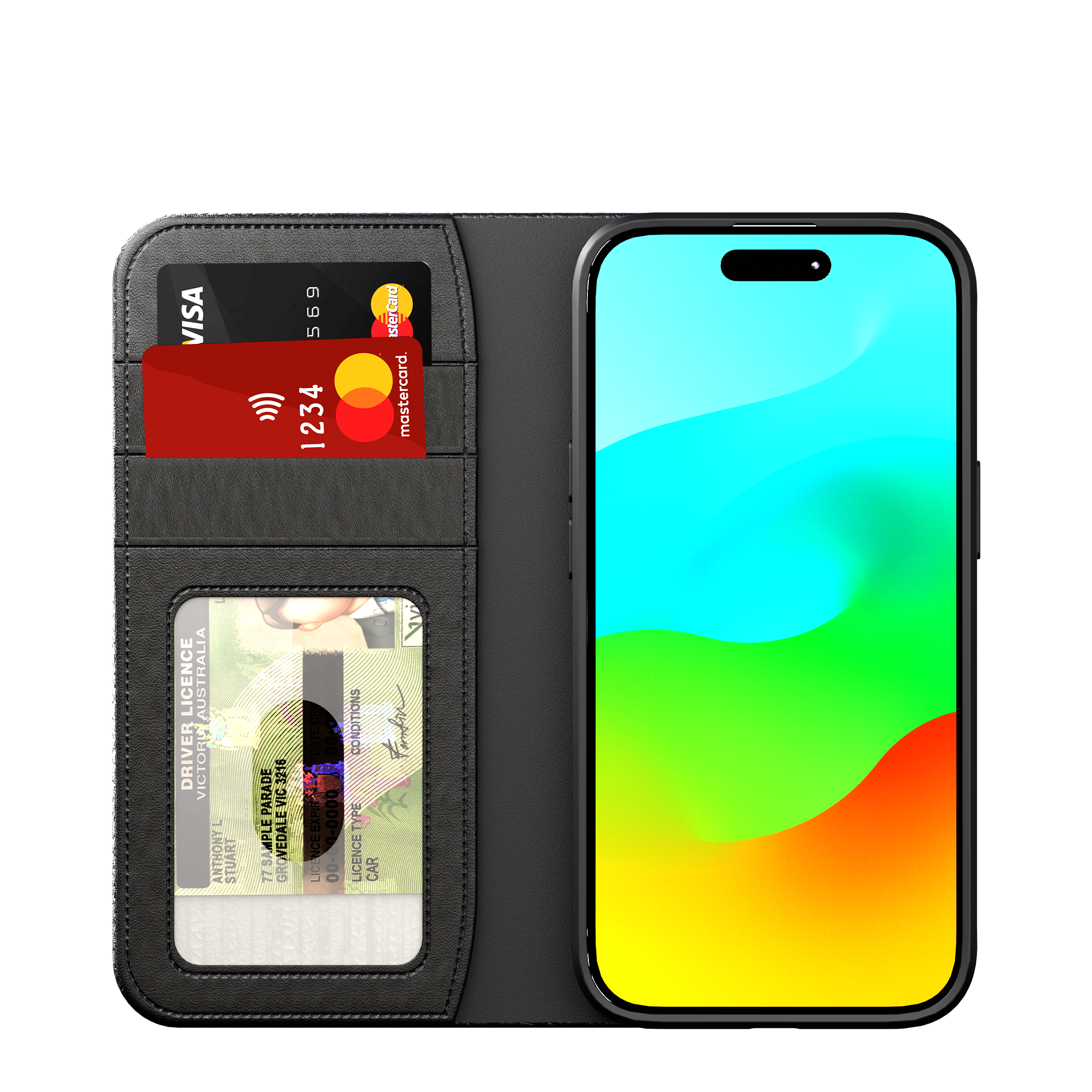 Premium Leather Wallet Case for iPhone 15 - Slim RFID Blocking Phone Cover with Card Slots | Perfect for Travel, Shopping & Everyday Use