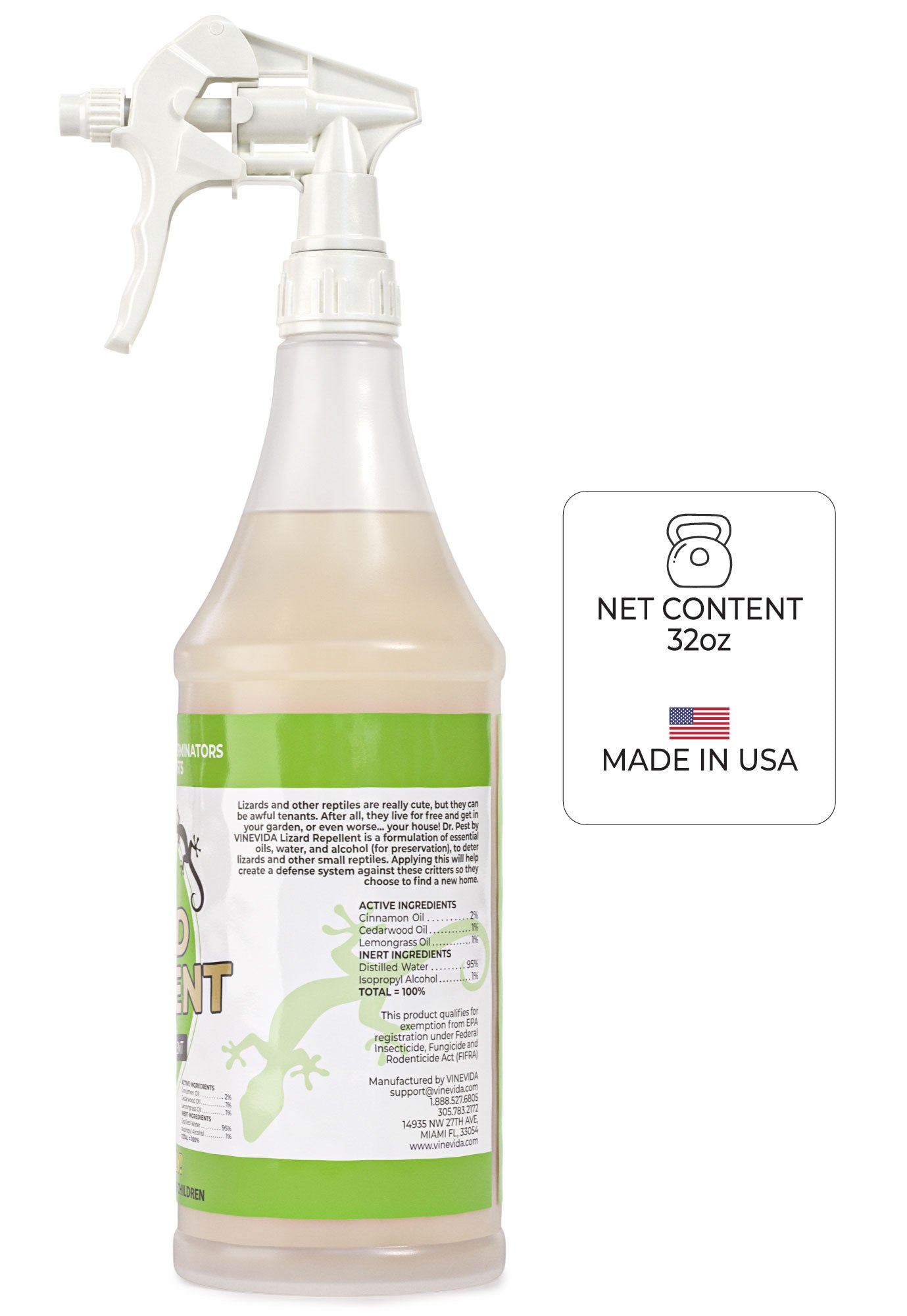 Natural Lizard Repellent Spray - Safe & Effective Outdoor/Indoor Pest Control for Home, Garden & Patio | Keeps Lizards Away from Walls, Windows & Doors