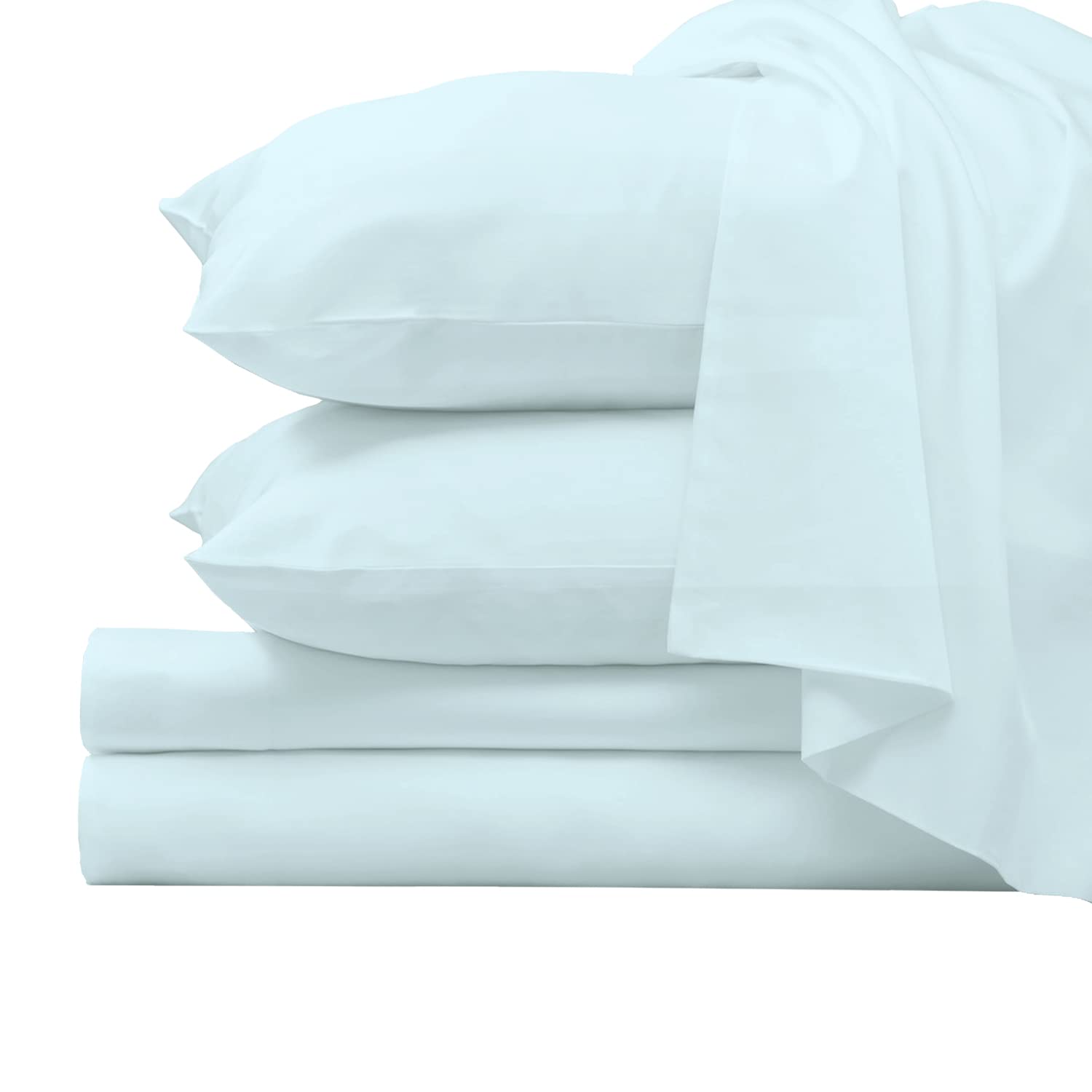 1000 Thread Count 100% Long Staple Cotton Sheet Set - Baby Blue Full Size Luxury Sateen Weave Bedding - Fits 15 Inch Deep Pocket Mattress - Ultra Soft Breathable Bed Sheets for Hotel Style Comfort - Perfect for Master Bedroom, Guest Room & Dormitory