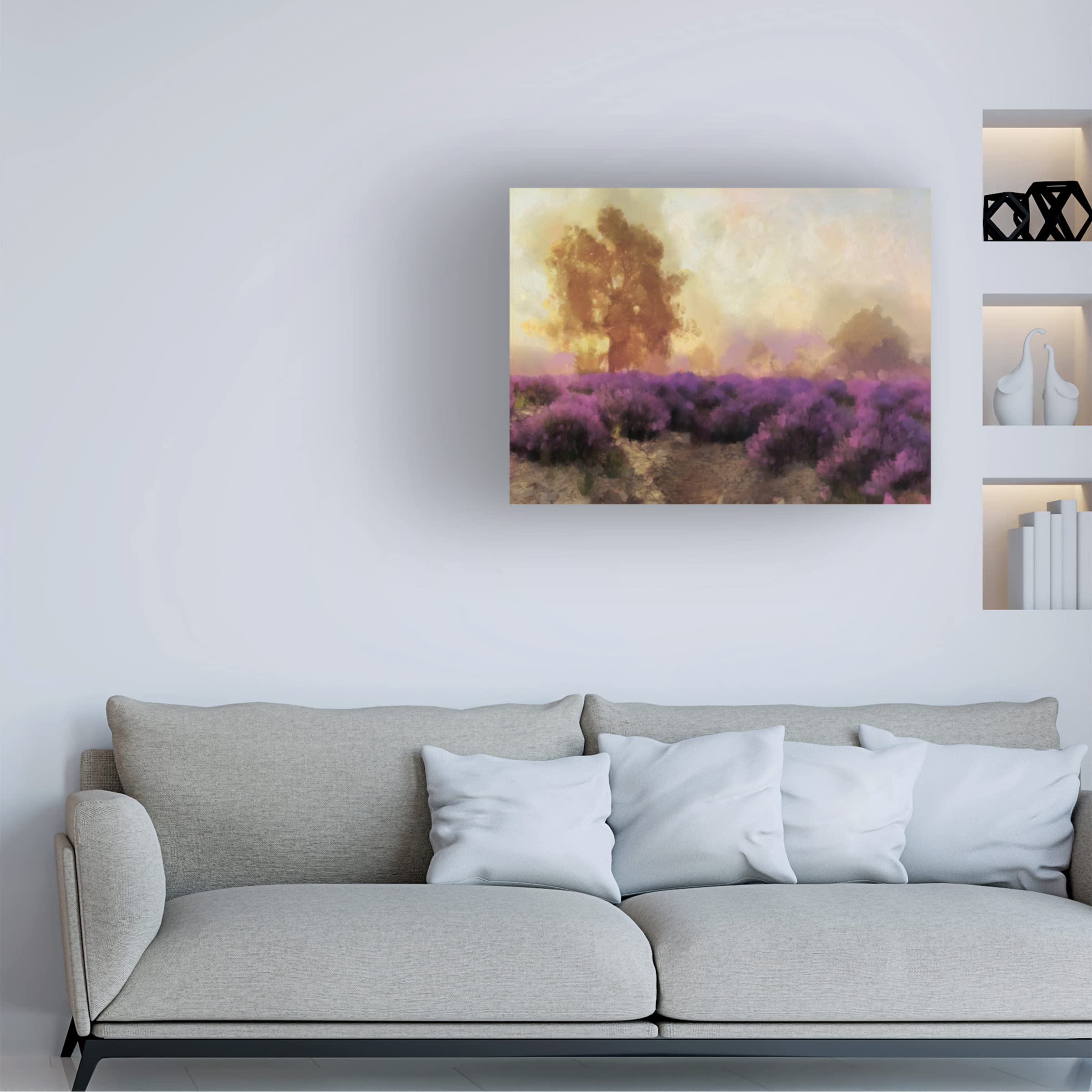 Trademark Fine Art 'Purple Countryside II' Canvas Wall Art by Alonzo Saunders - Landscape Painting for Living Room, Bedroom & Office Decor