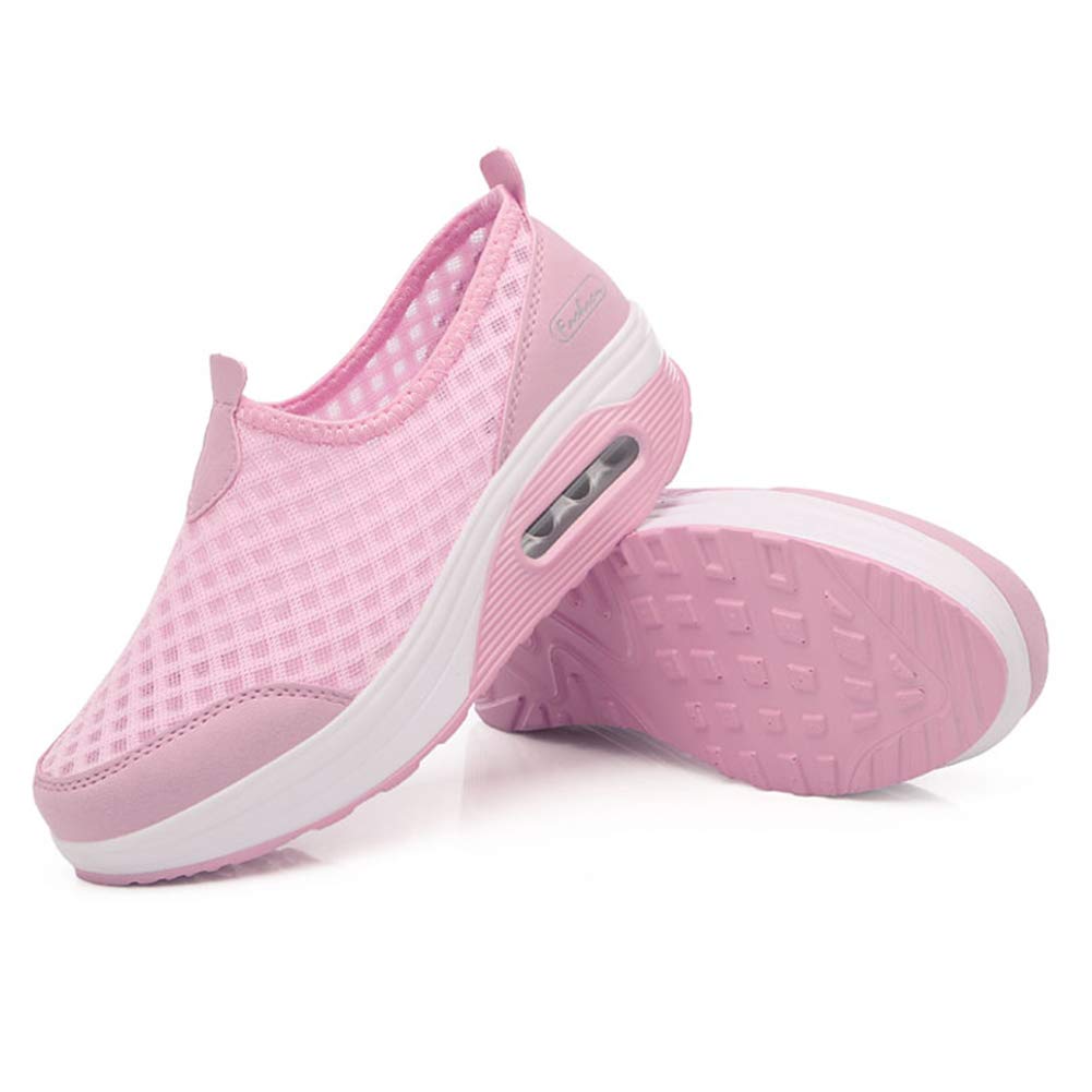 L LOUBIT Women's Slip-On Walking Shoes - Breathable Mesh Athletic Sneakers with Platform Wedge for Running, Tennis & Casual Wear