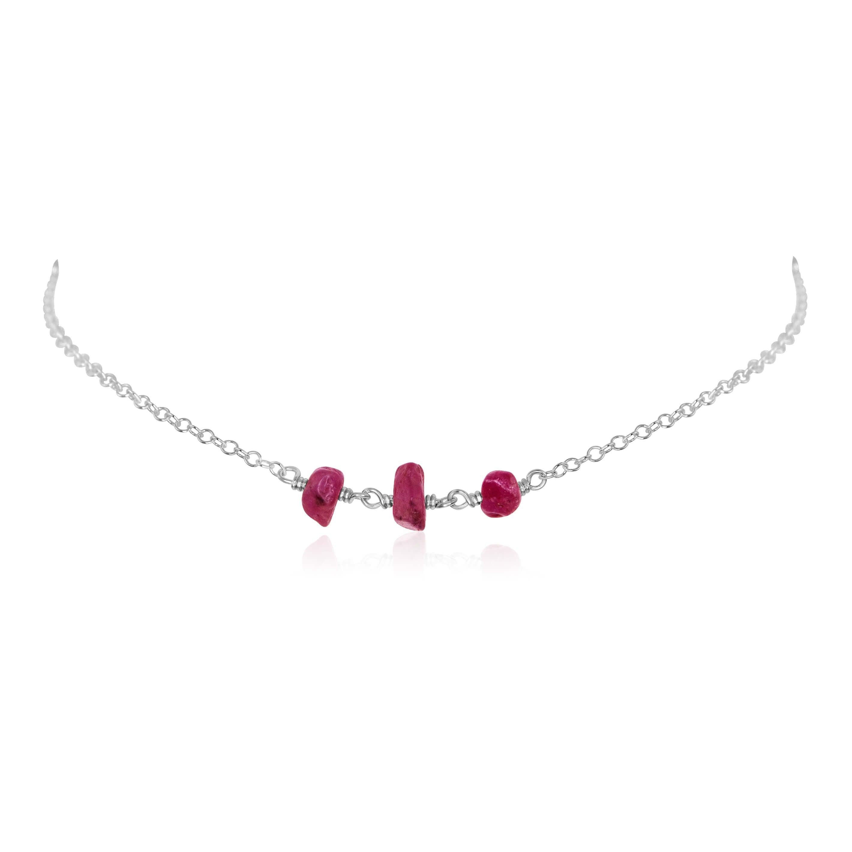 Elegant Ruby Beaded Chain Choker Necklace for Women | Dainty Crystal Jewelry Gift for Her | Perfect for Date Night, Wedding & Party Accessories