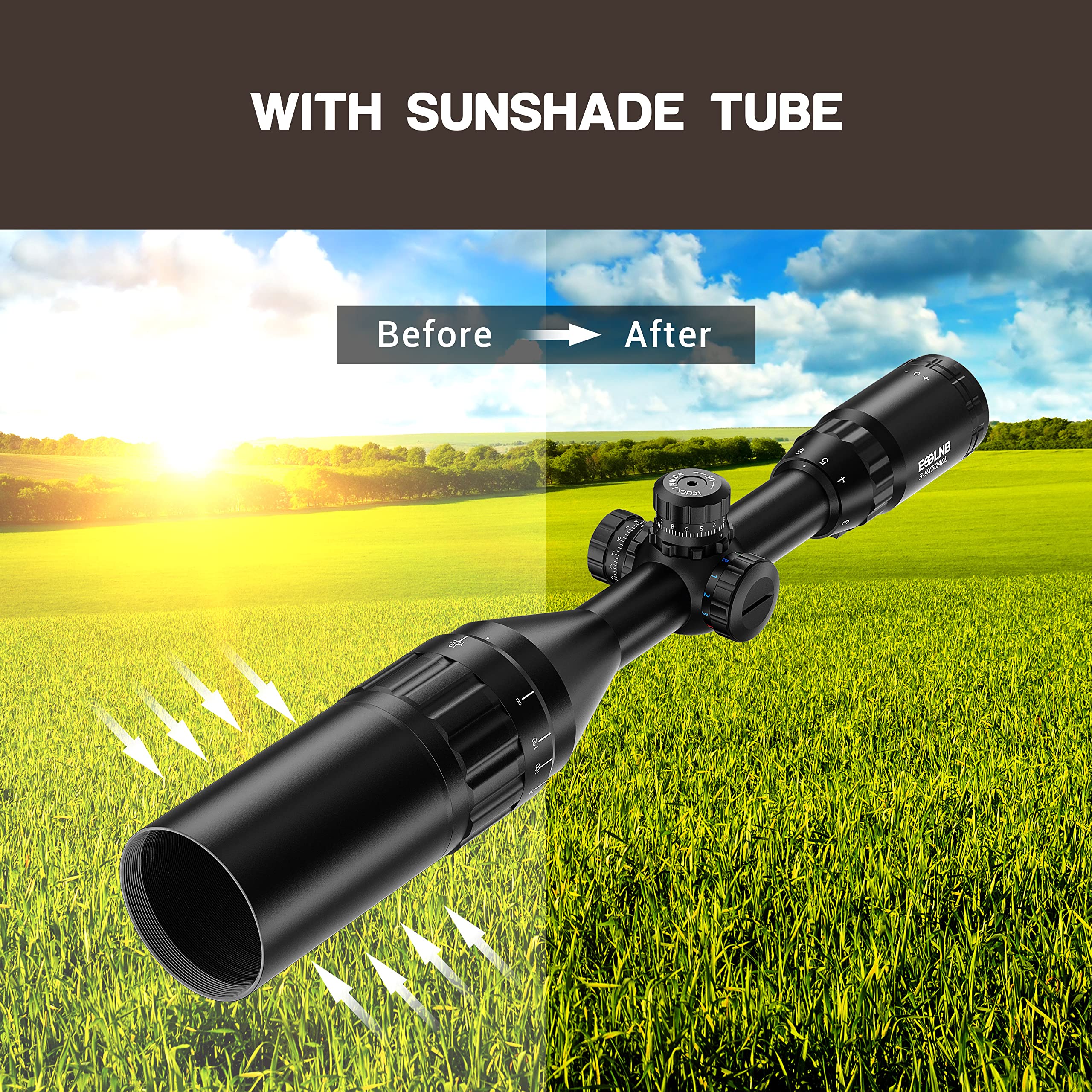 ESSLNB 3-9X50mm Airsoft Rifle Scope with Red/Green/Blue Mil-Dot Reticle - Perfect for Target Shooting, Hunting & Tactical Airsoft Games