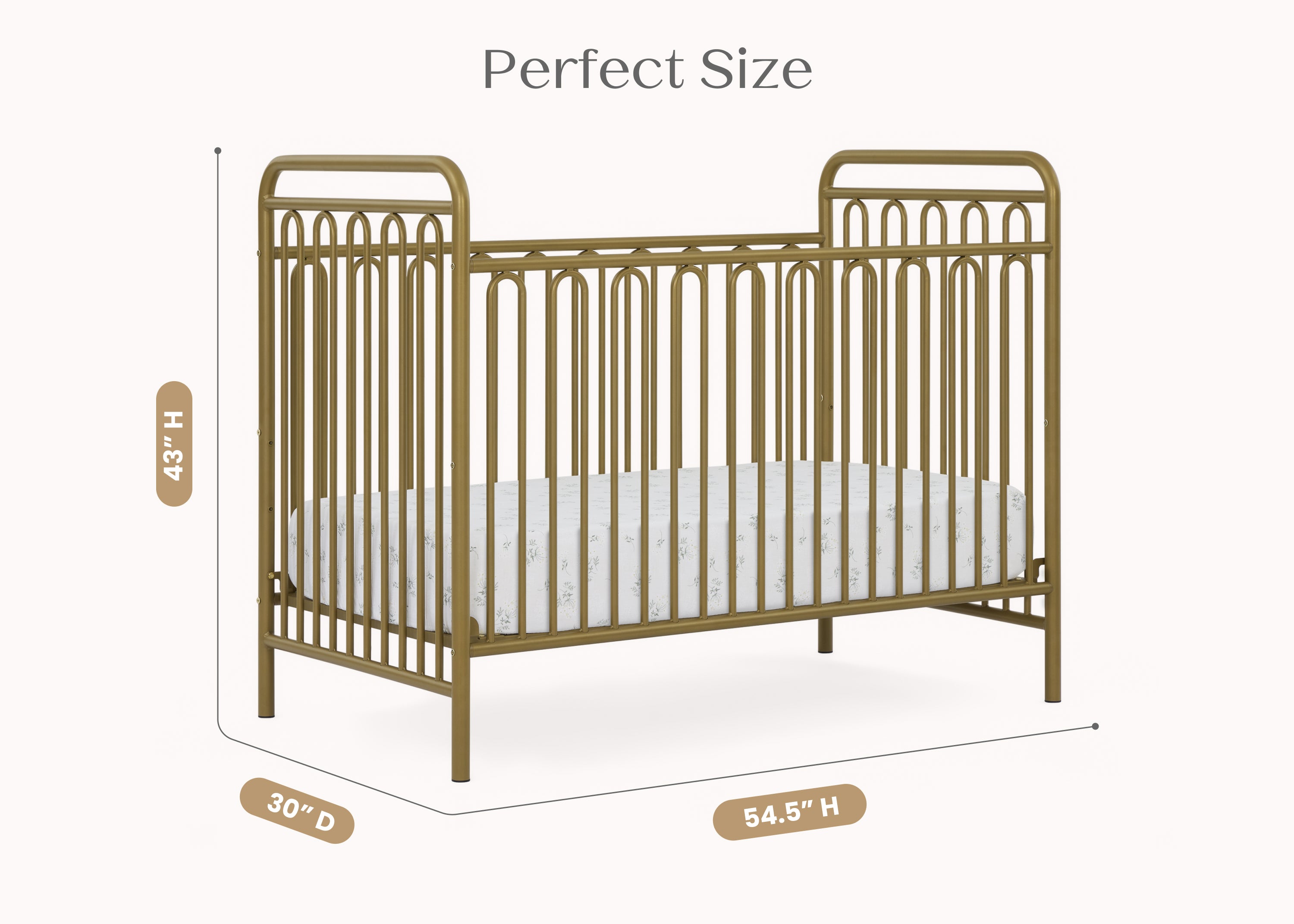 Darcy 4-in-1 Convertible Metal Baby Crib - Toddler Bed, Daybed & Full-Size Bed Conversion - Modern Nursery Furniture for Newborns to Teens (White) | Perfect for Small Spaces & Growing Families