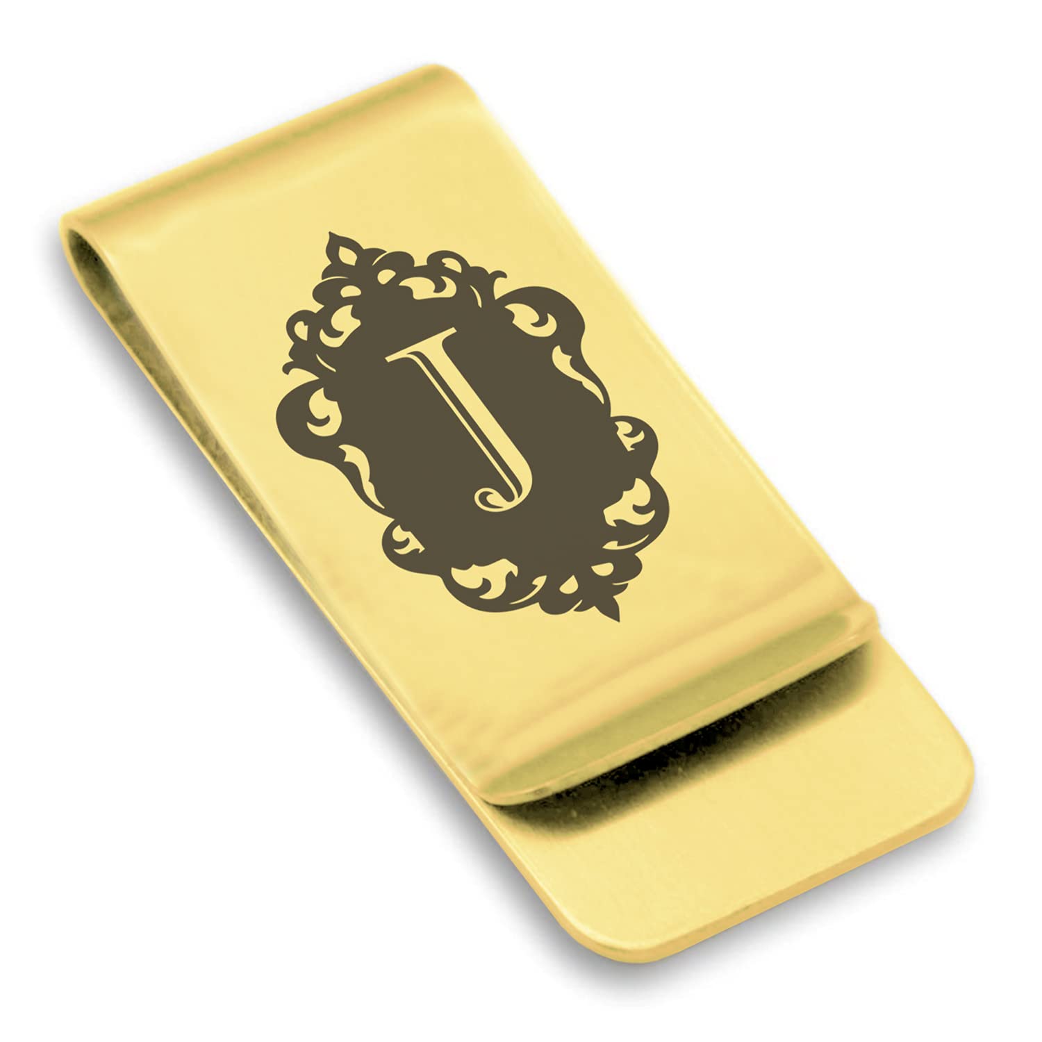 Premium Stainless Steel Personalized Initial Money Clip - Engraved Royal Crest Design Slim Credit Card Holder for Men | Perfect Gift for Graduation, Wedding, Birthday & Everyday Carry