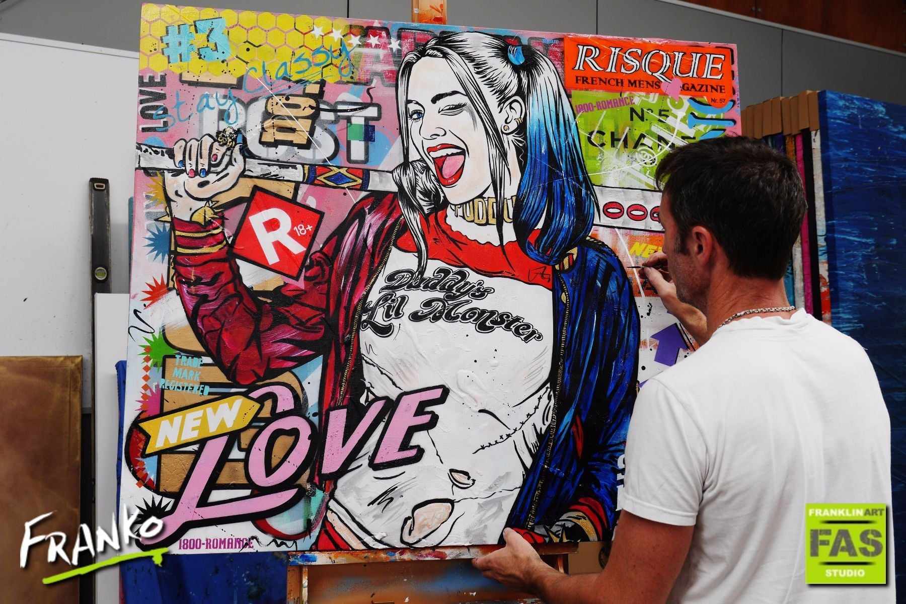 120cm x 100cm Harley Quinn Pop Art Canvas Painting - Vibrant Superhero Wall Decor for Bedroom, Living Room & Office - DC Comics Fan Gift