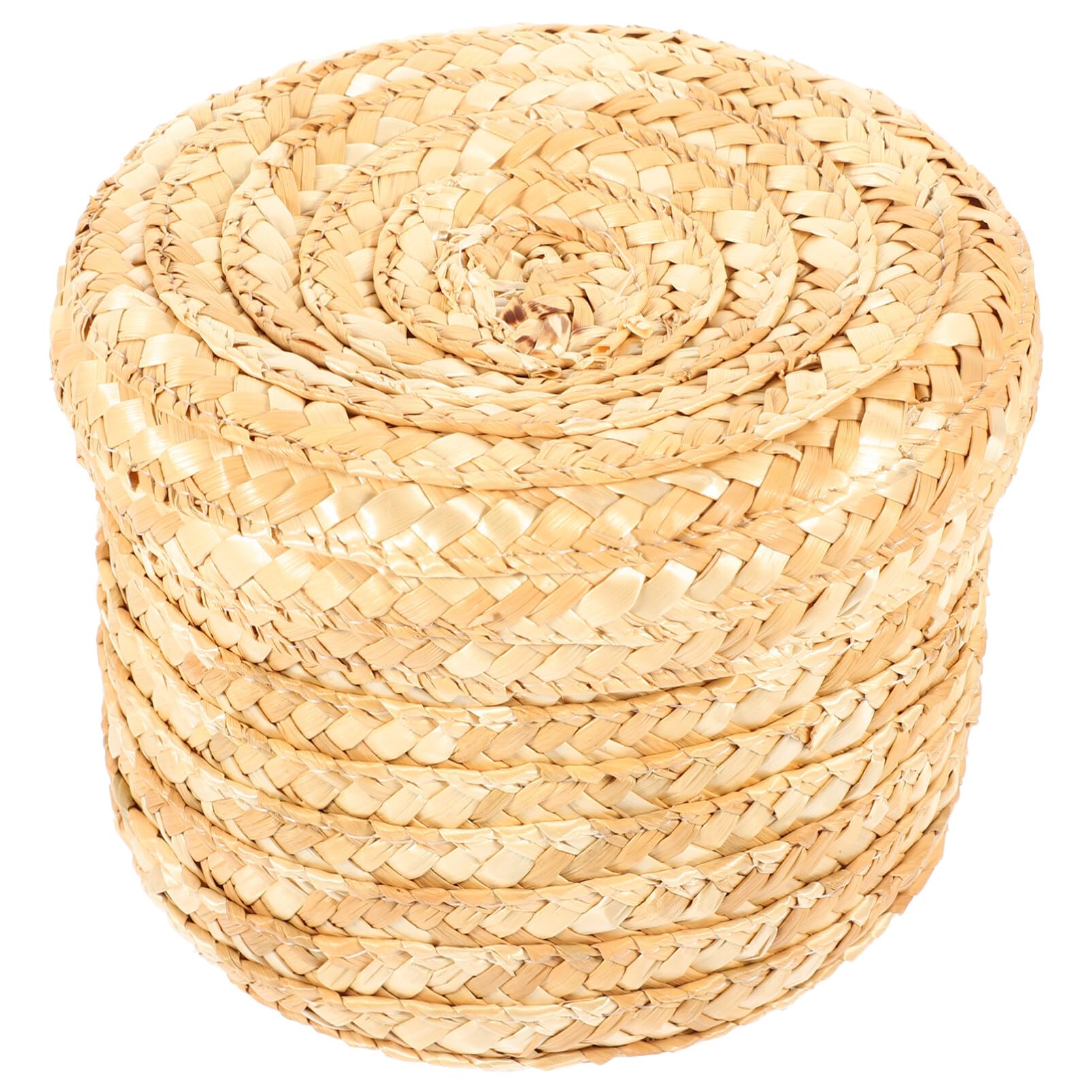 Round Woven Storage Basket with Lid - Handmade Decorative Bin for Snacks, Towels, Plants | Perfect for Home Organization, Nursery, Bathroom & Living Room Decor