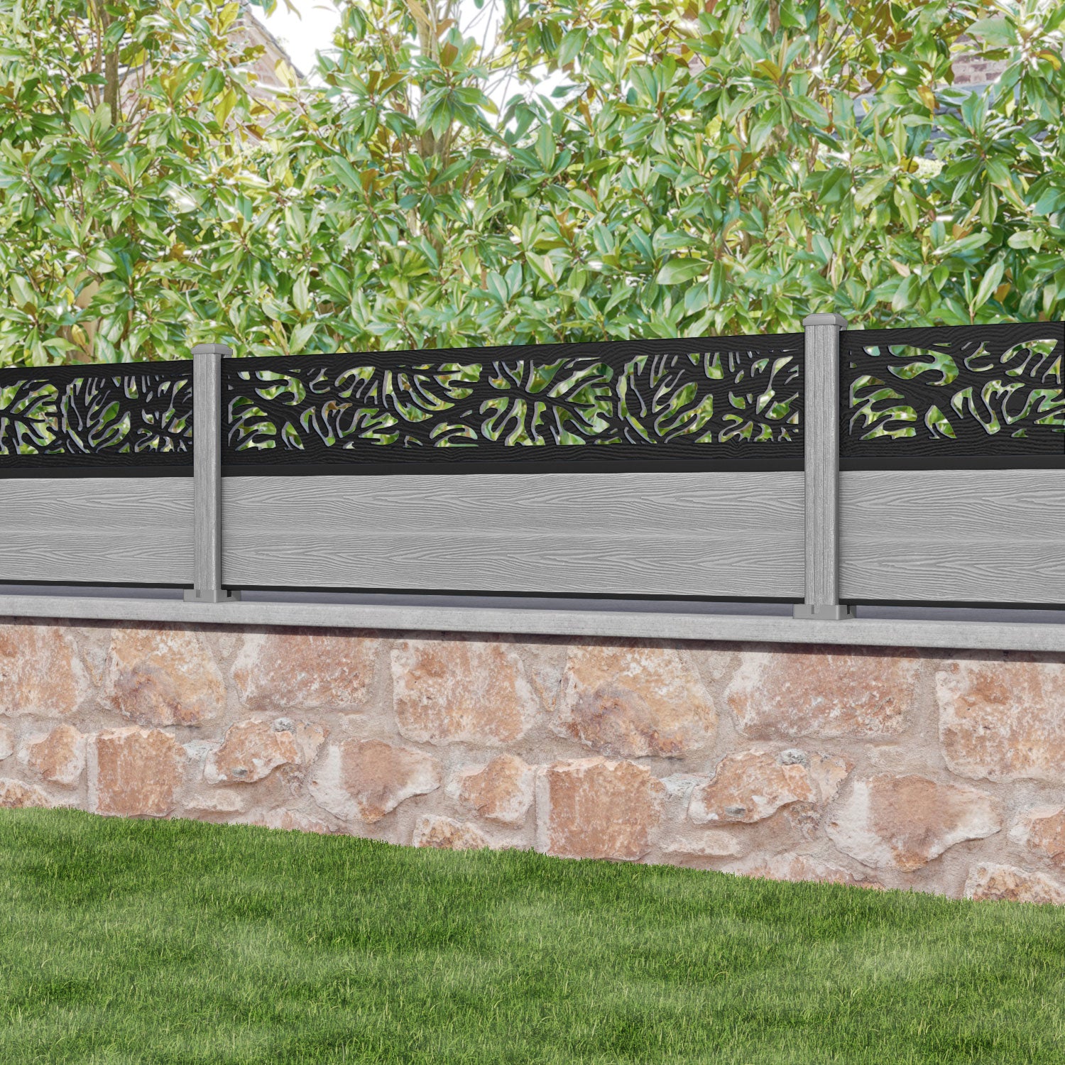 Classic Composite Fence Panel - Light Grey Wood Grain Finish | Durable & Weather-Resistant for Garden, Patio, and Backyard Privacy
