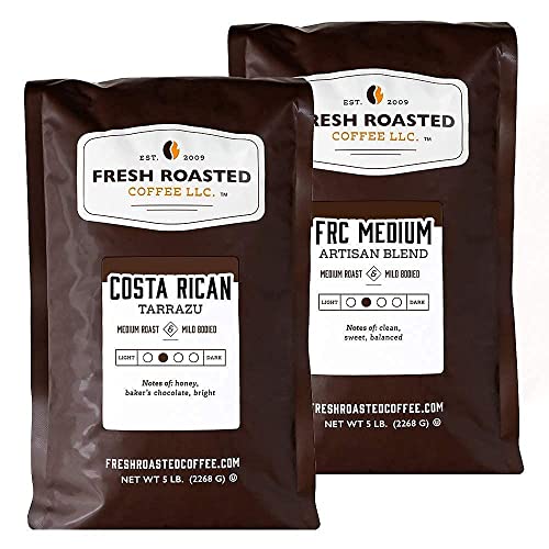 Fresh Roasted Costa Rica Tarrazu Medium Roast Whole Bean Coffee - 5 Pound Bag | Premium Arabica Blend for Home Brewing, Office & Gifting