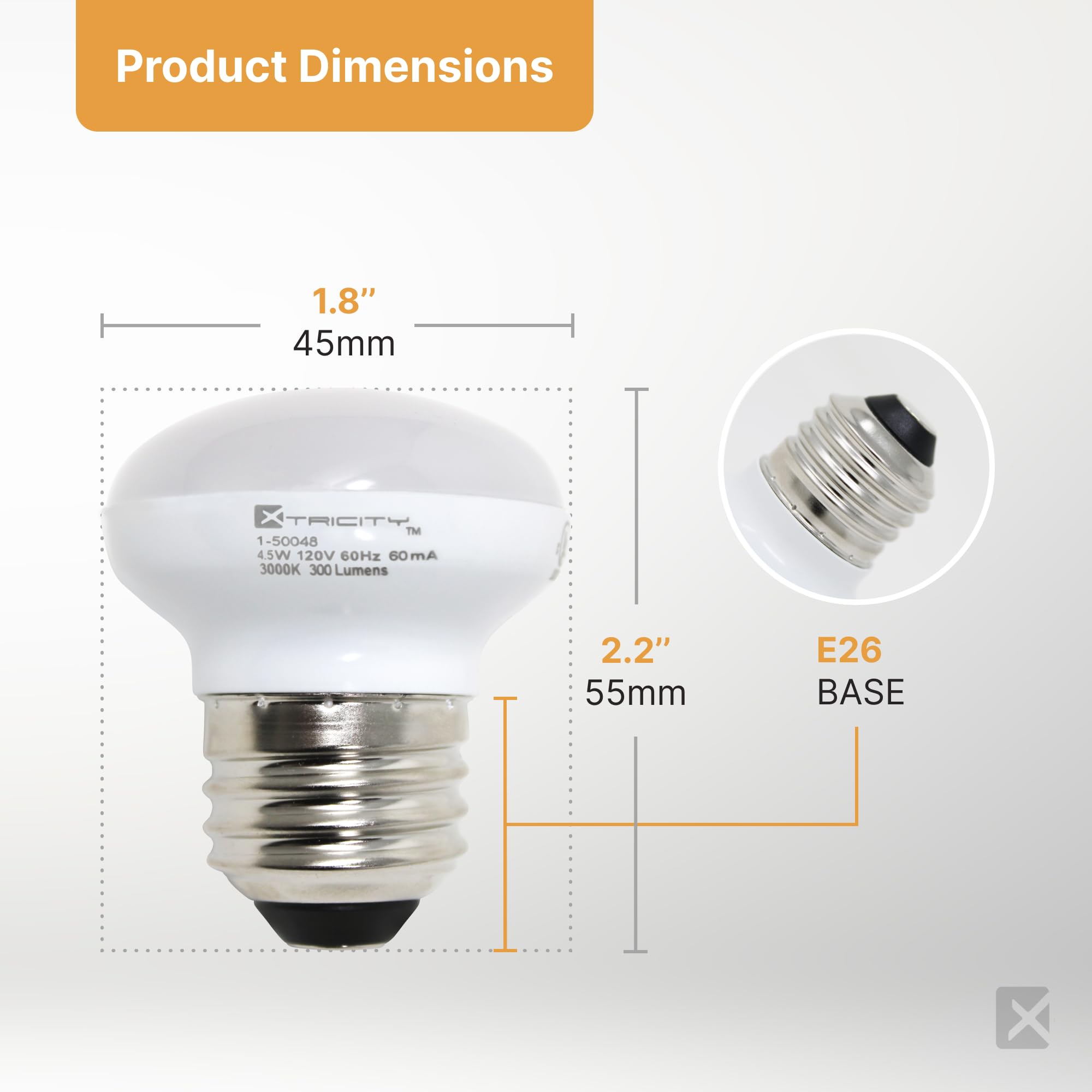 Xtricity R14 Dimmable LED Light Bulbs - 6 Pack, E26 Base, 4.5W (40W Equivalent), 3000K Soft White, 300 Lumens - Perfect for Curio Cabinets, China Cabinets, Shelf Lighting & Home Decor - Energy Efficient Mini Bulbs, RoHS Compliant