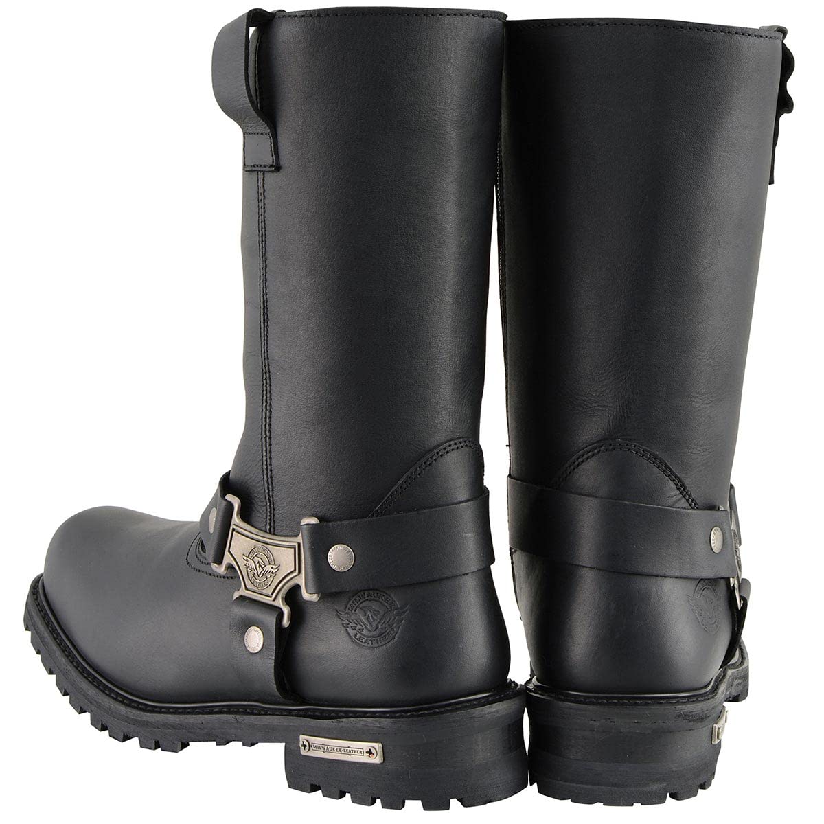Milwaukee Leather Men's Waterproof Harness Square Toe Work Boots - Black, Size 8.5W/11