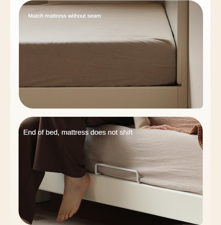 Modern Simple Cream Style Poplar Solid Wood Bed - Queen Size, Sturdy & Elegant for Master Bedroom, Guest Room, or Dormitory