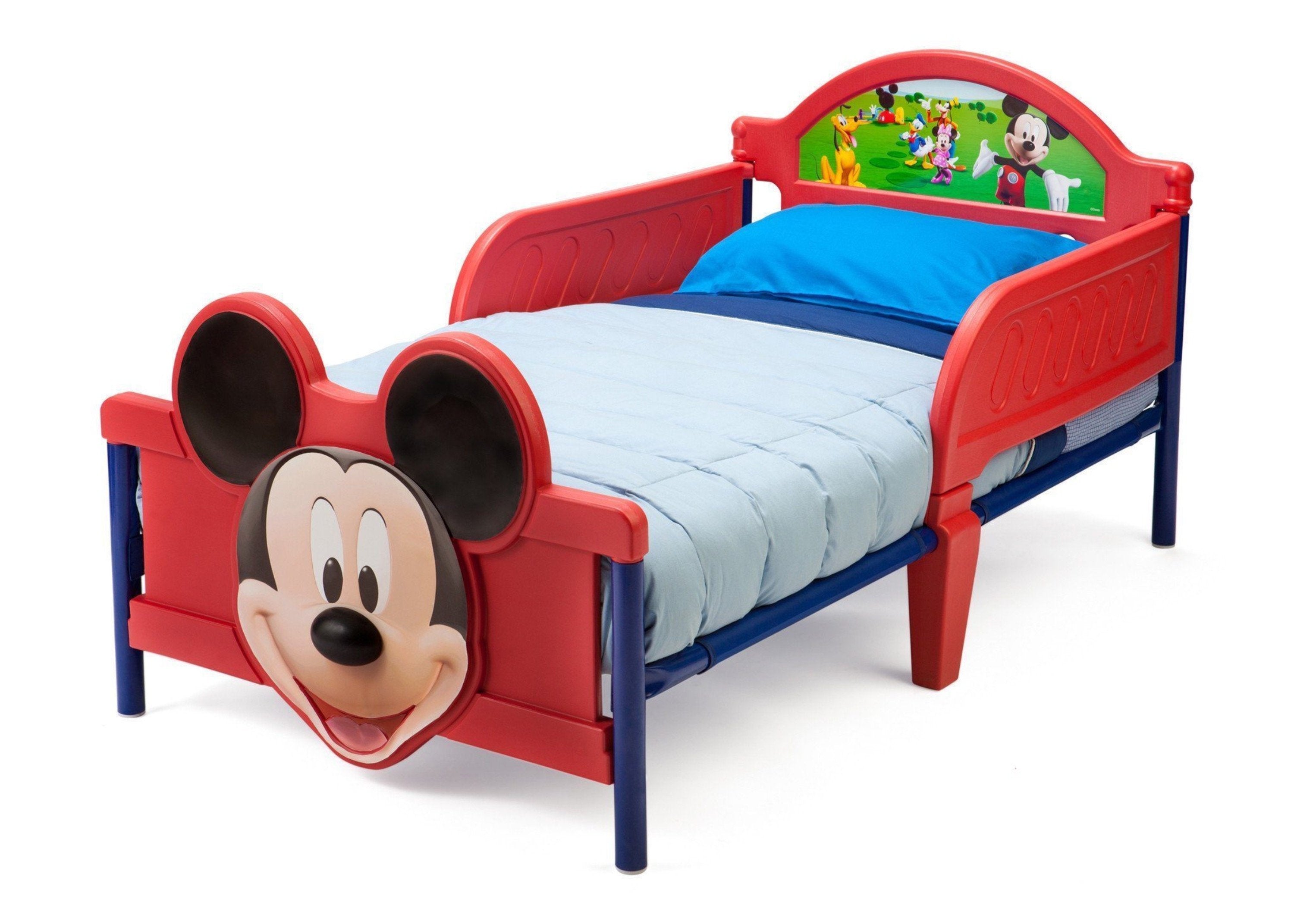 Mickey Mouse 3D Plastic Toddler Bed for Kids - Disney Themed Children's Bedroom Furniture for Boys & Girls - Perfect for Nursery, Daycare or Playroom Decor