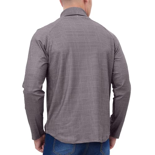 Men's Slim Fit Thermal Long Sleeve Turtleneck Undershirt - Plaid Houndstooth Pattern for Layering & Cold Weather - Casual, Business & Outdoor Activities