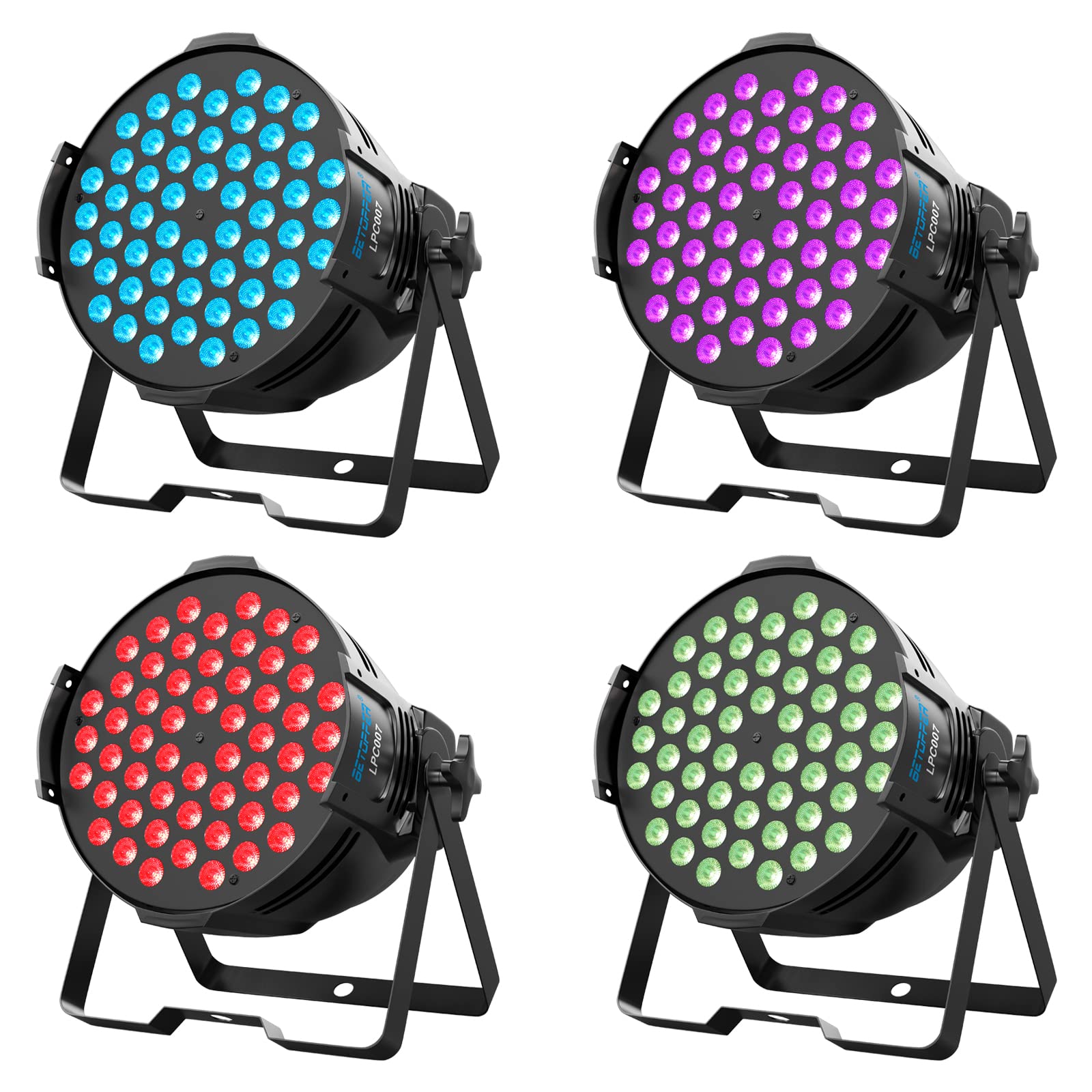 BETOPPER 4 Pack LED Par Lights, 54x3W RGB Stage Lighting with DMX & Sound Activation - Perfect for DJ, Disco, Party, Wedding, and Stage Performances | Indoor & Outdoor Event Lighting Solution